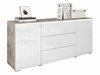 Commode Mirfivo 102 (Béton + Blanc brillant)