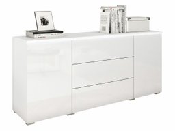 Commode Mirfivo 102 (Blanc + Blanc brillant)