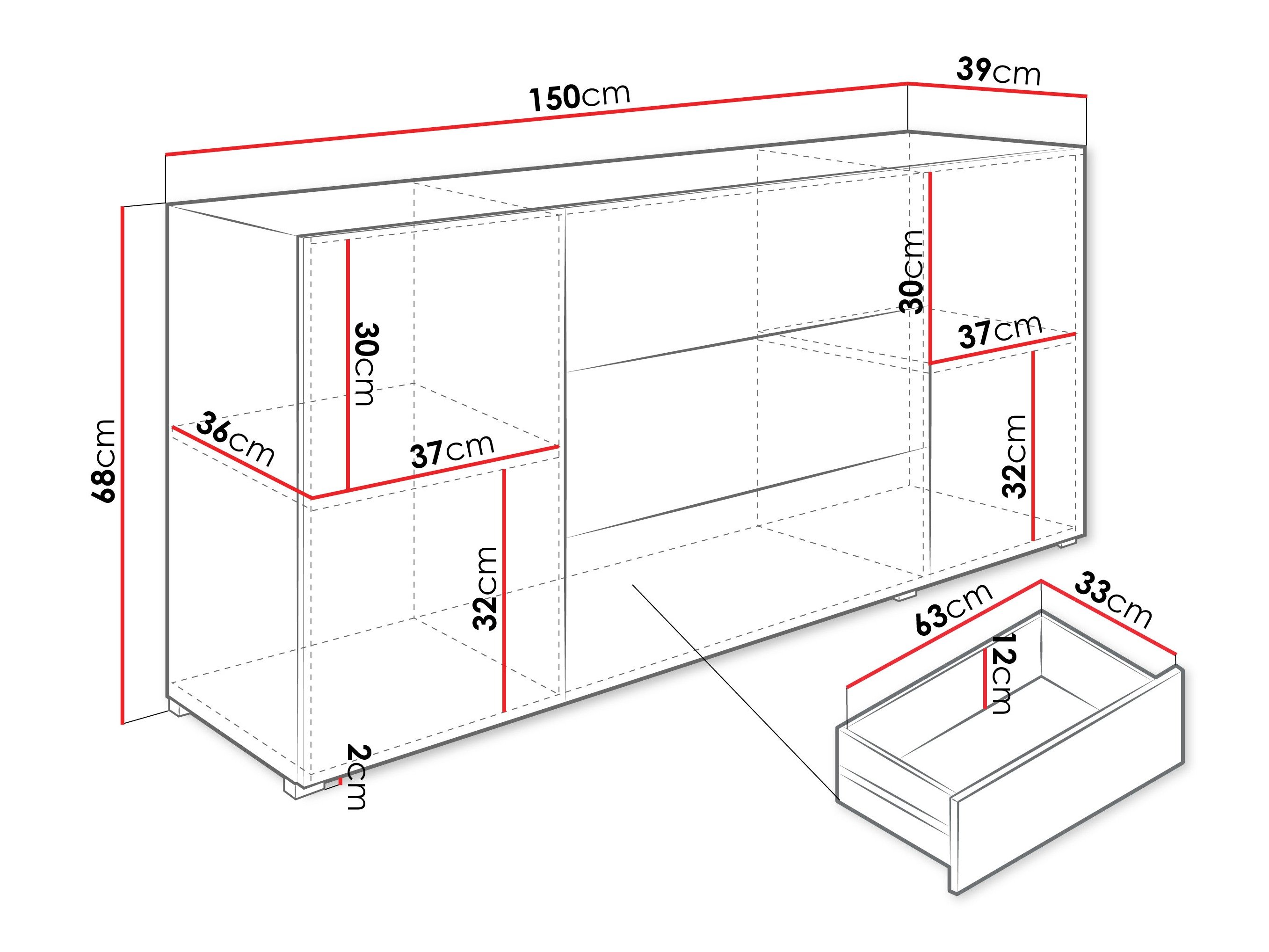 Commode Sarasota 191 (Blanc + Blanc brillant)