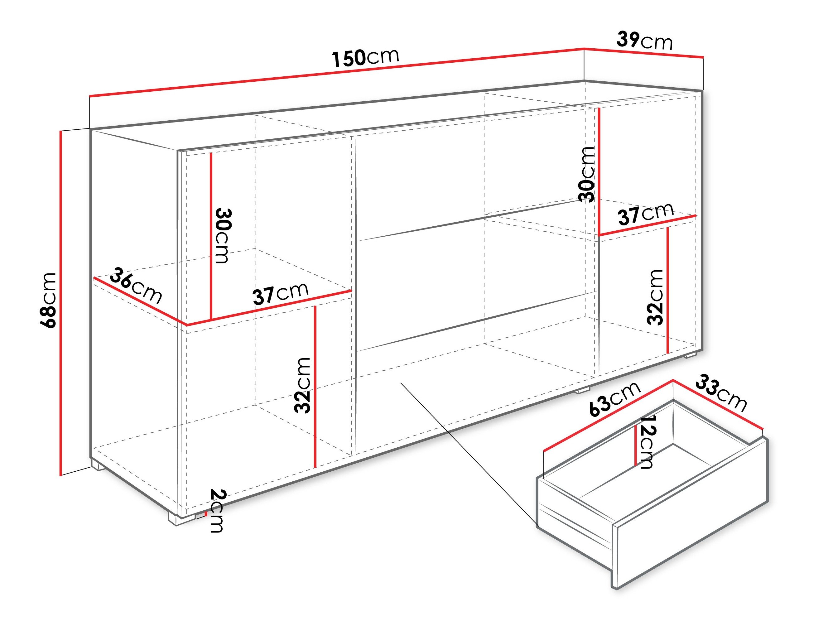 Commode Sarasota 191 (Blanc + Chêne wotan)