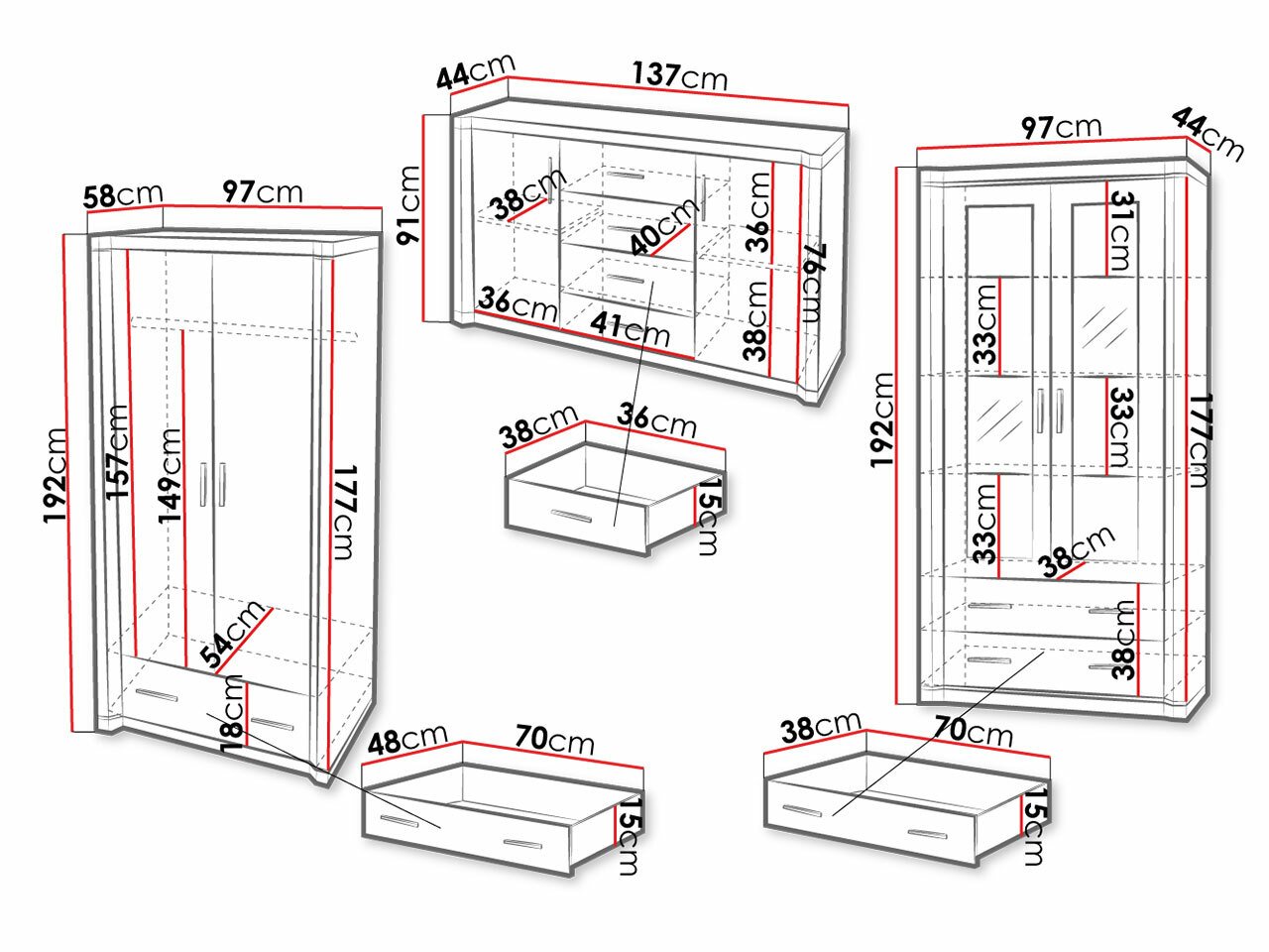 Ensemble de salon Lorelie 125 (Truffe chêne)