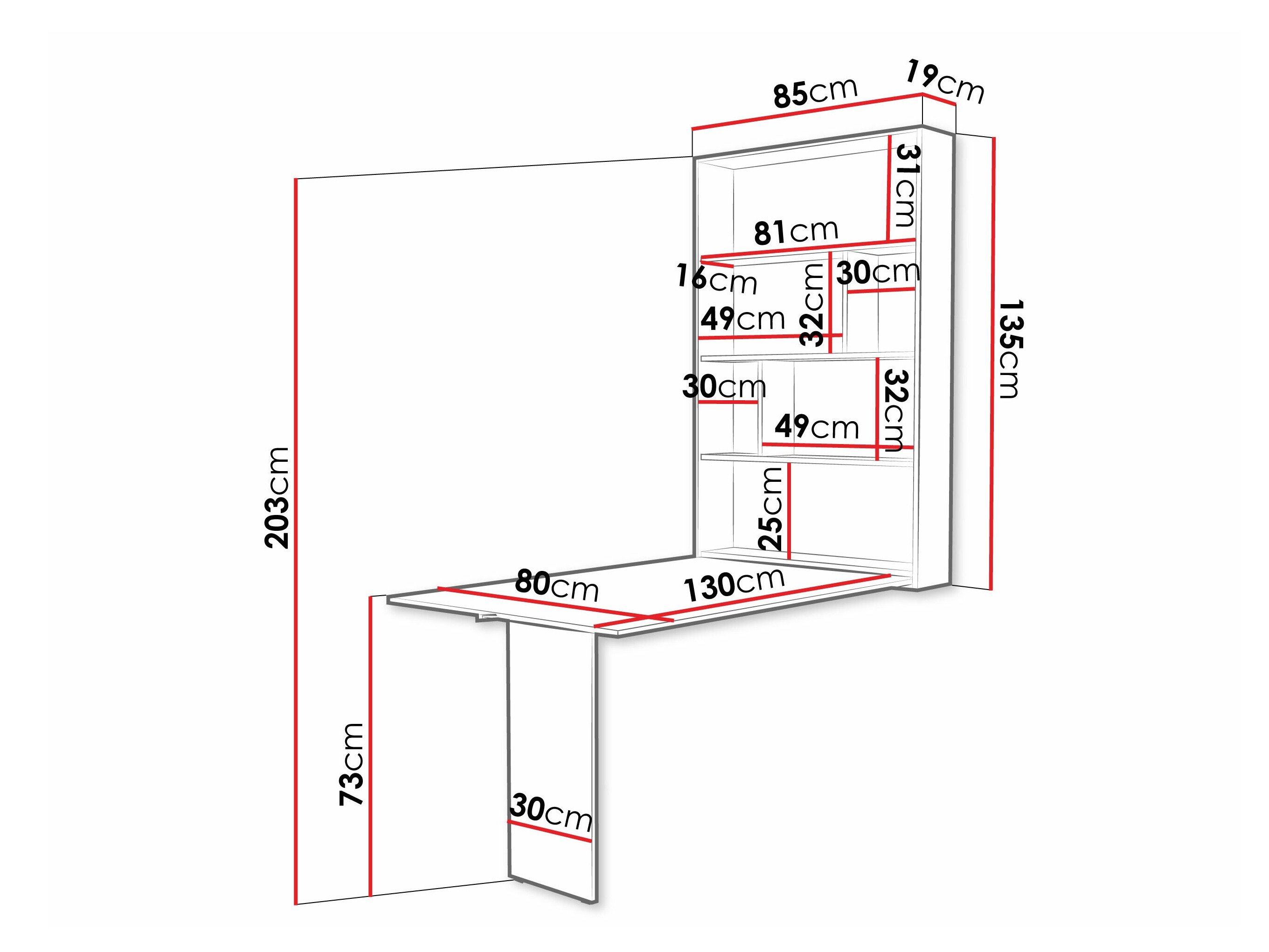 Table pliante Pinis III (Noir + Béton)