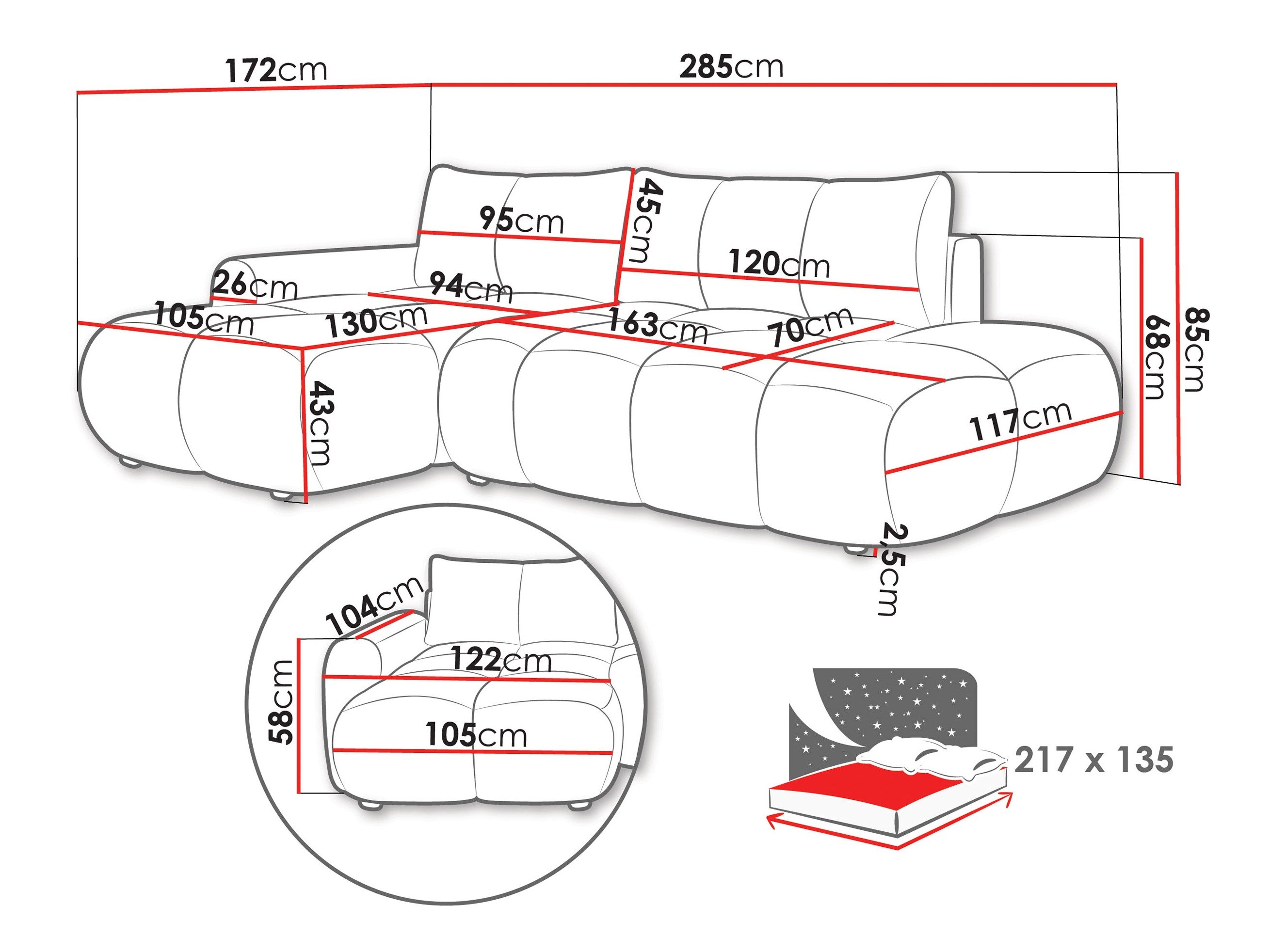 Canapé d'angle TrendyNest 120 (Flow 02)