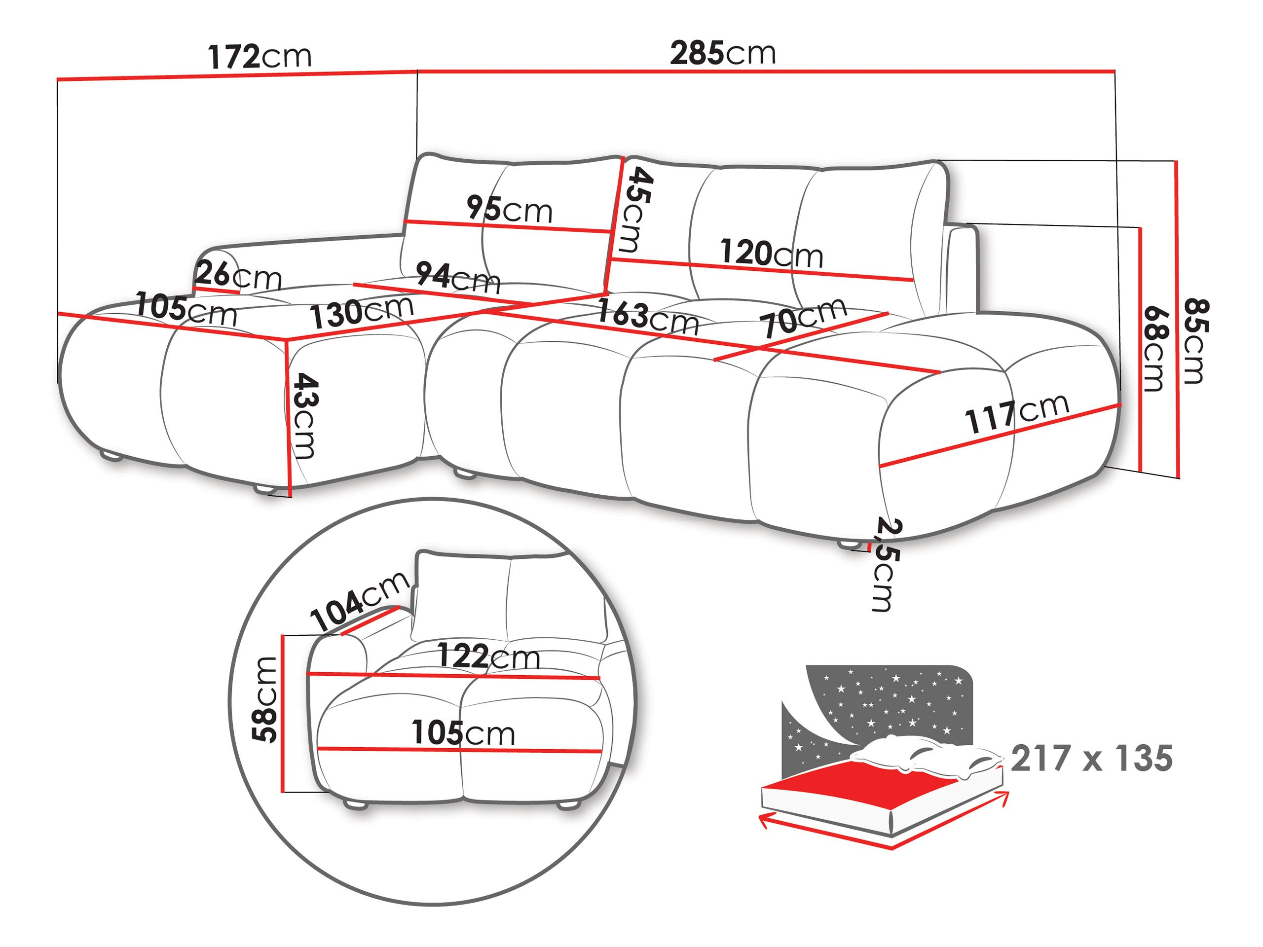 Canapé d'angle TrendyNest 120 (Flow 06)