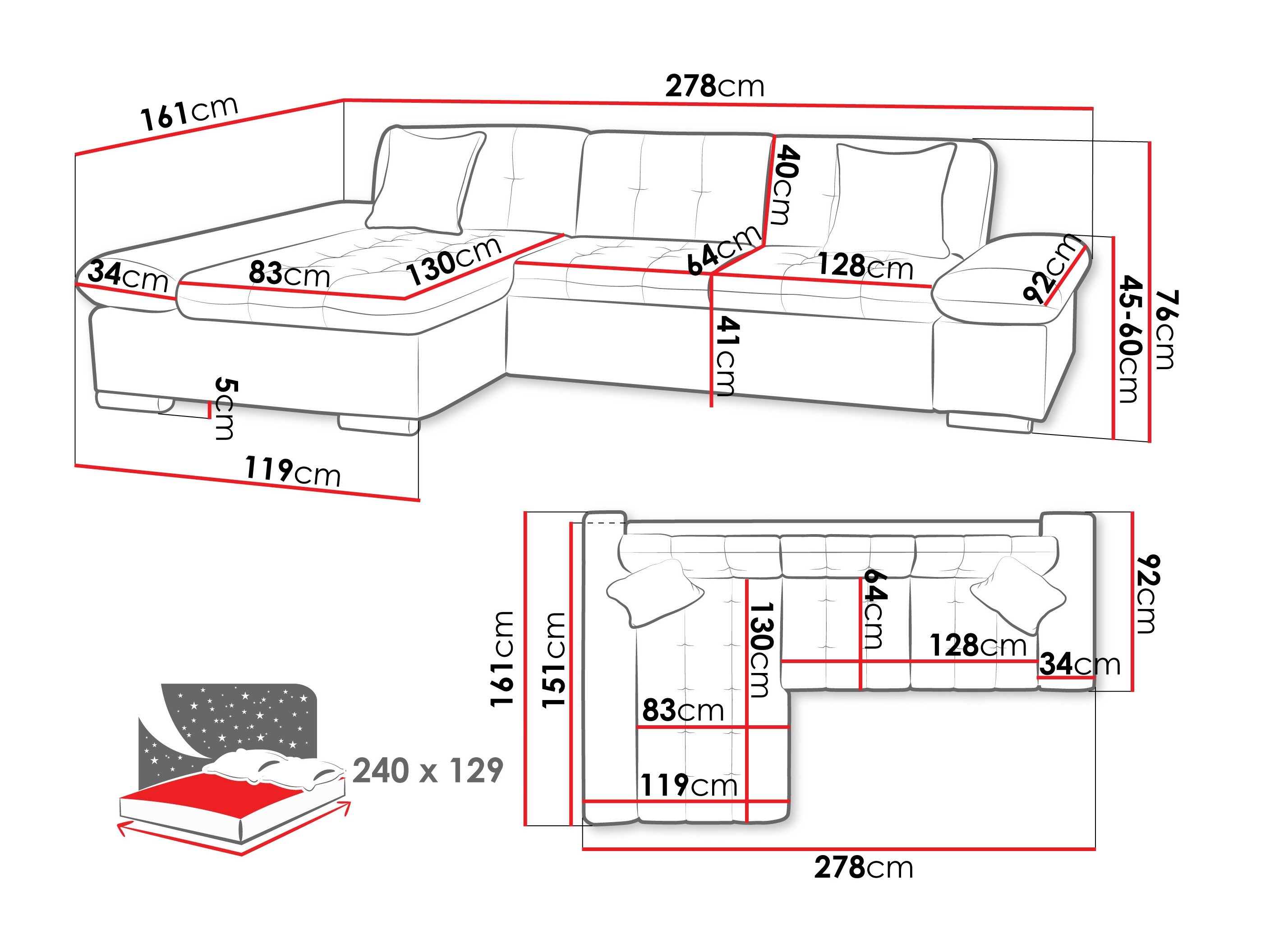 Canapé d'angle Comfivo Sanitas I (Cruz 80)