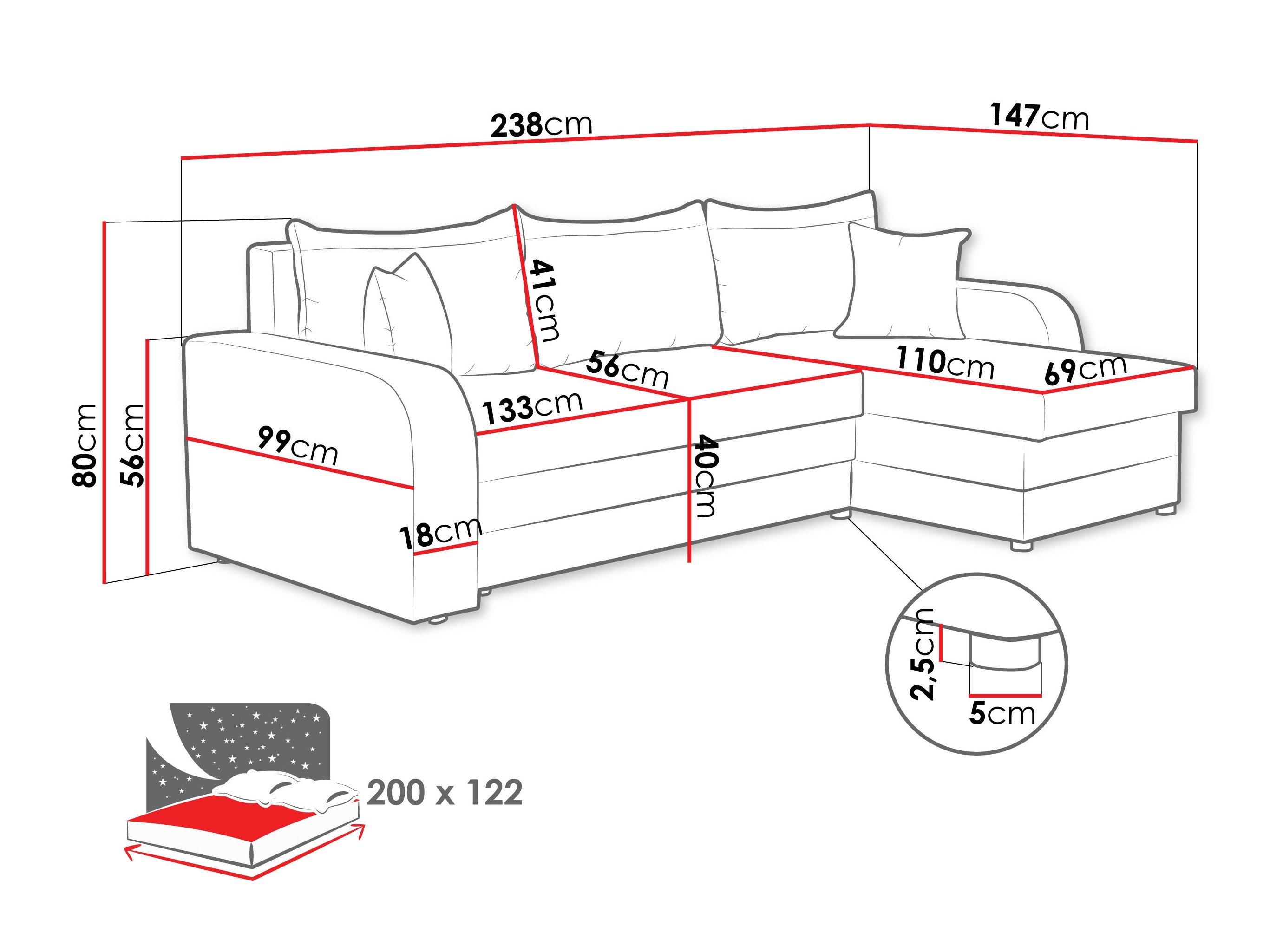 Canapé d'angle Comfivo 135 (Flow 22)