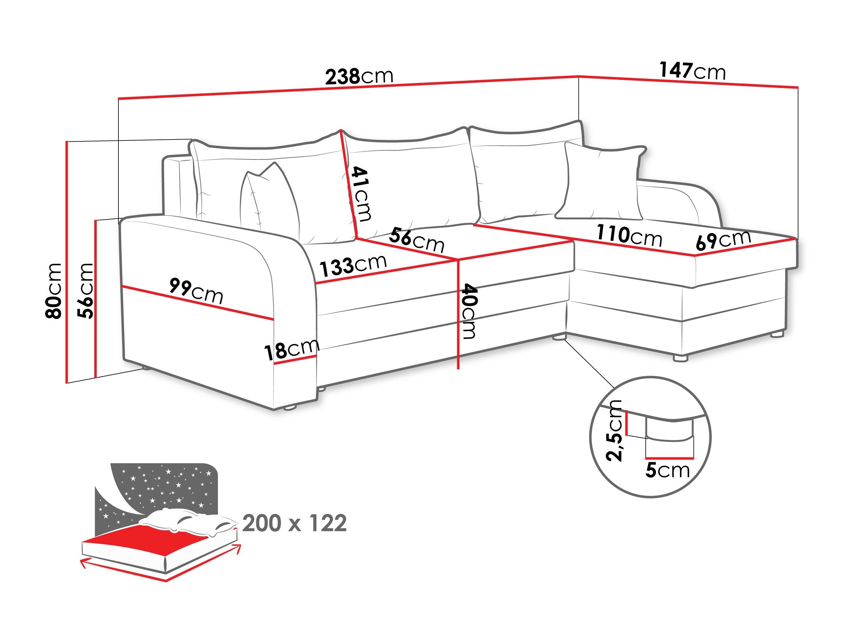 Canapé d'angle Comfivo 135 (Sandu 224.02)