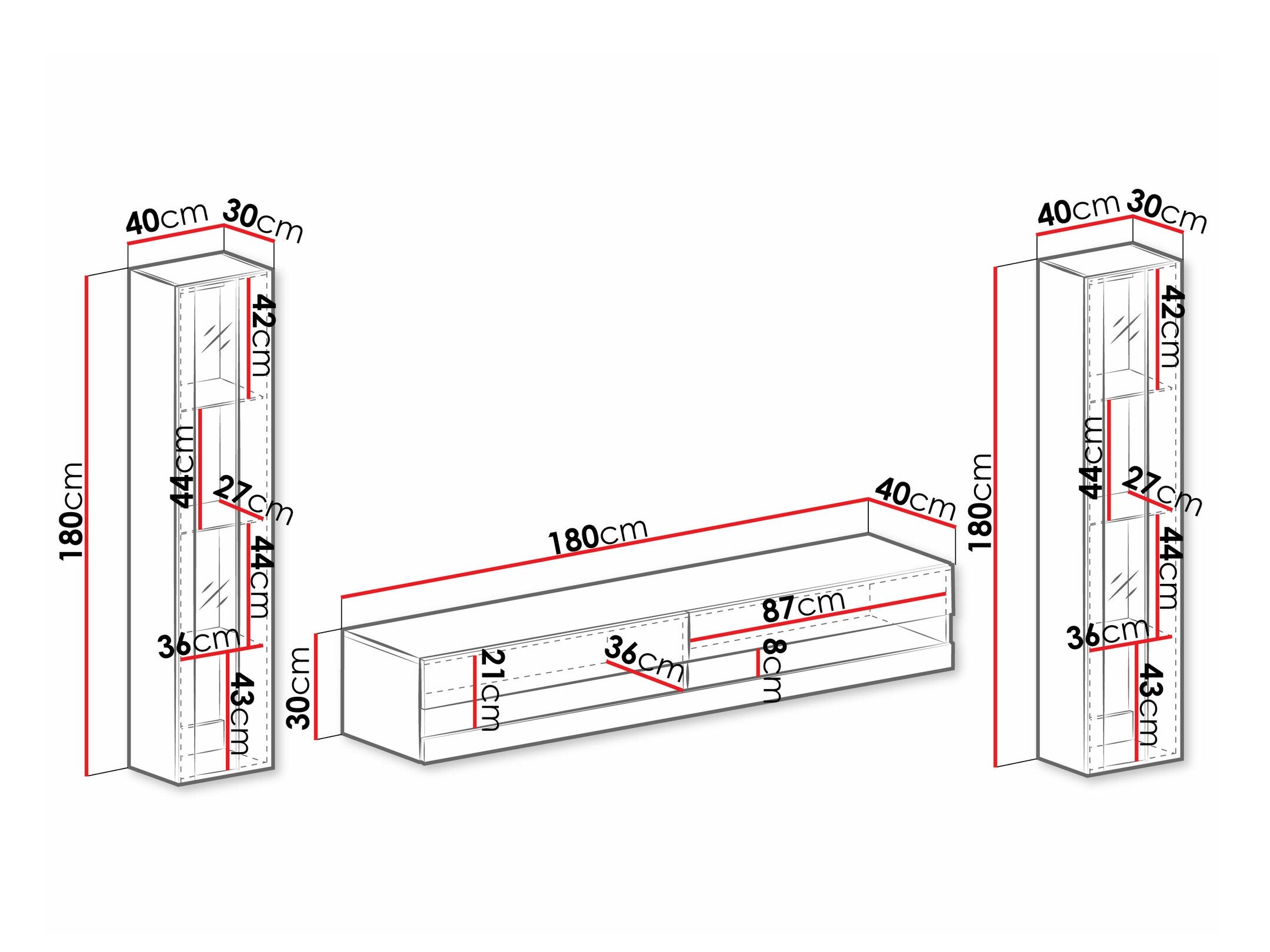Ensemble de salon Venenou 112 (Blanc + Blanc brillant)