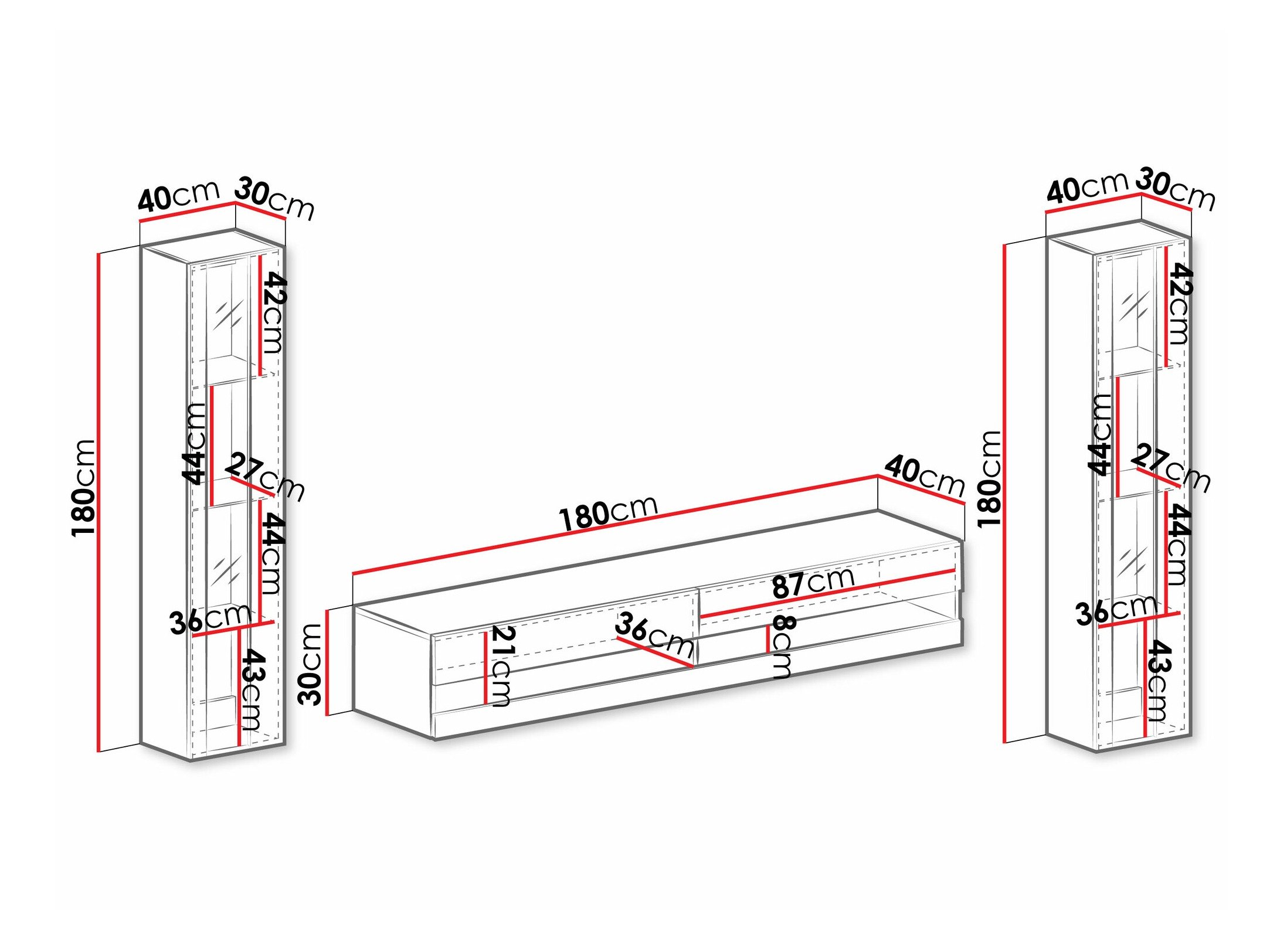 Ensemble de salon Venenou 112 (Noir + Noir brillant)