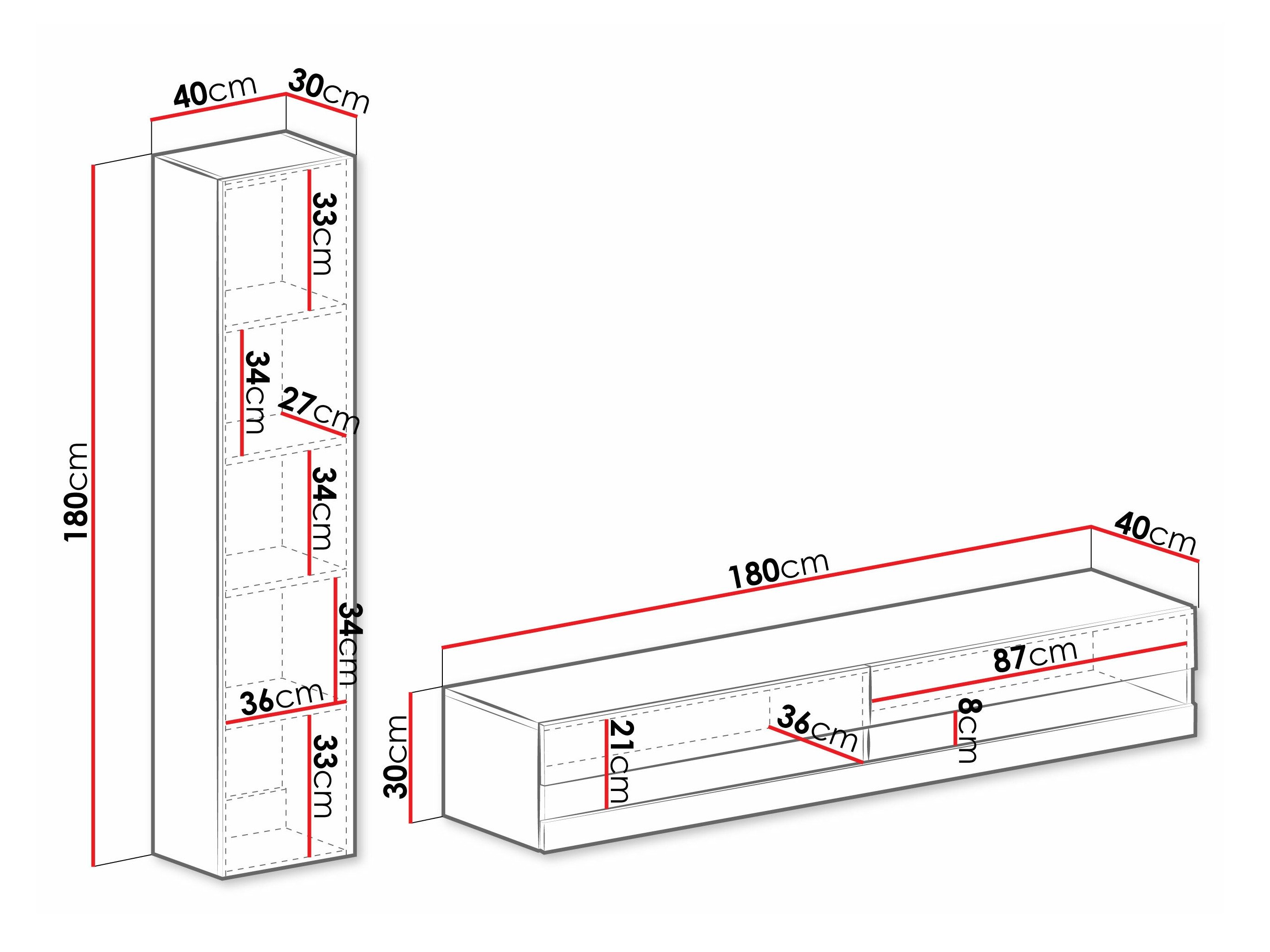 Ensemble de salon Venenou 114 (Blanc + Blanc brillant)
