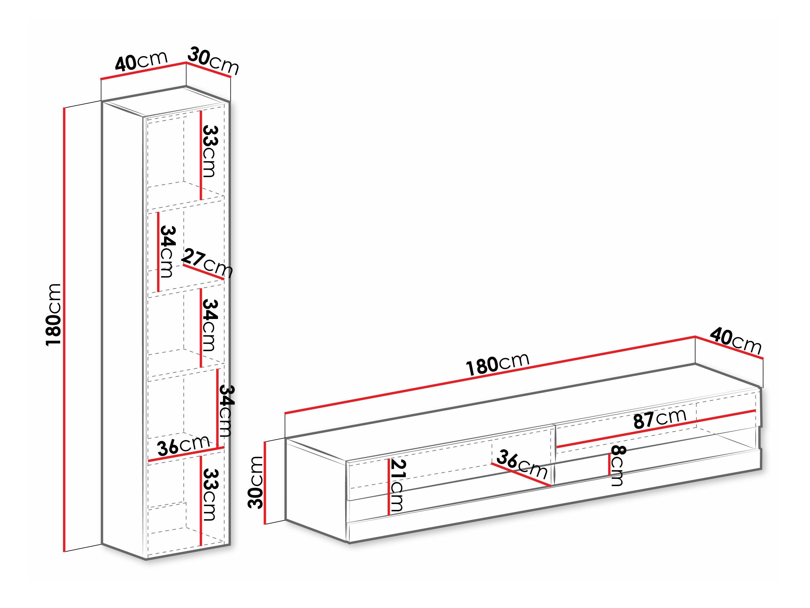 Ensemble de salon Venenou 114 (Blanc + Blanc brillant)
