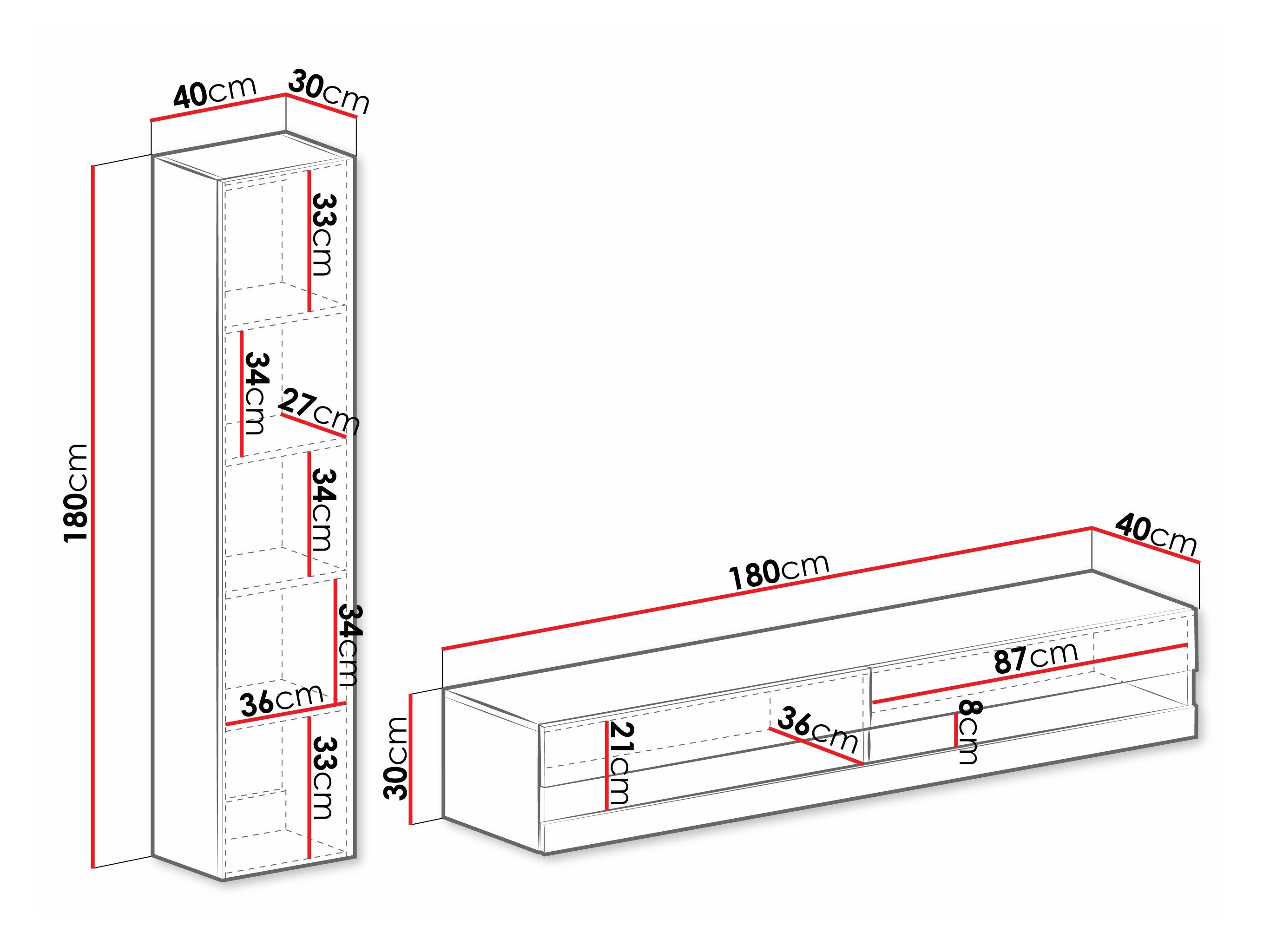 Ensemble de salon Venenou 114 (Blanc + Blanc brillant)