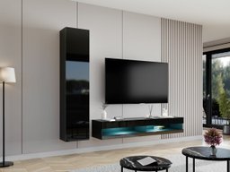 Ensemble de salon Venenou 114 (Noir + Noir brillant)