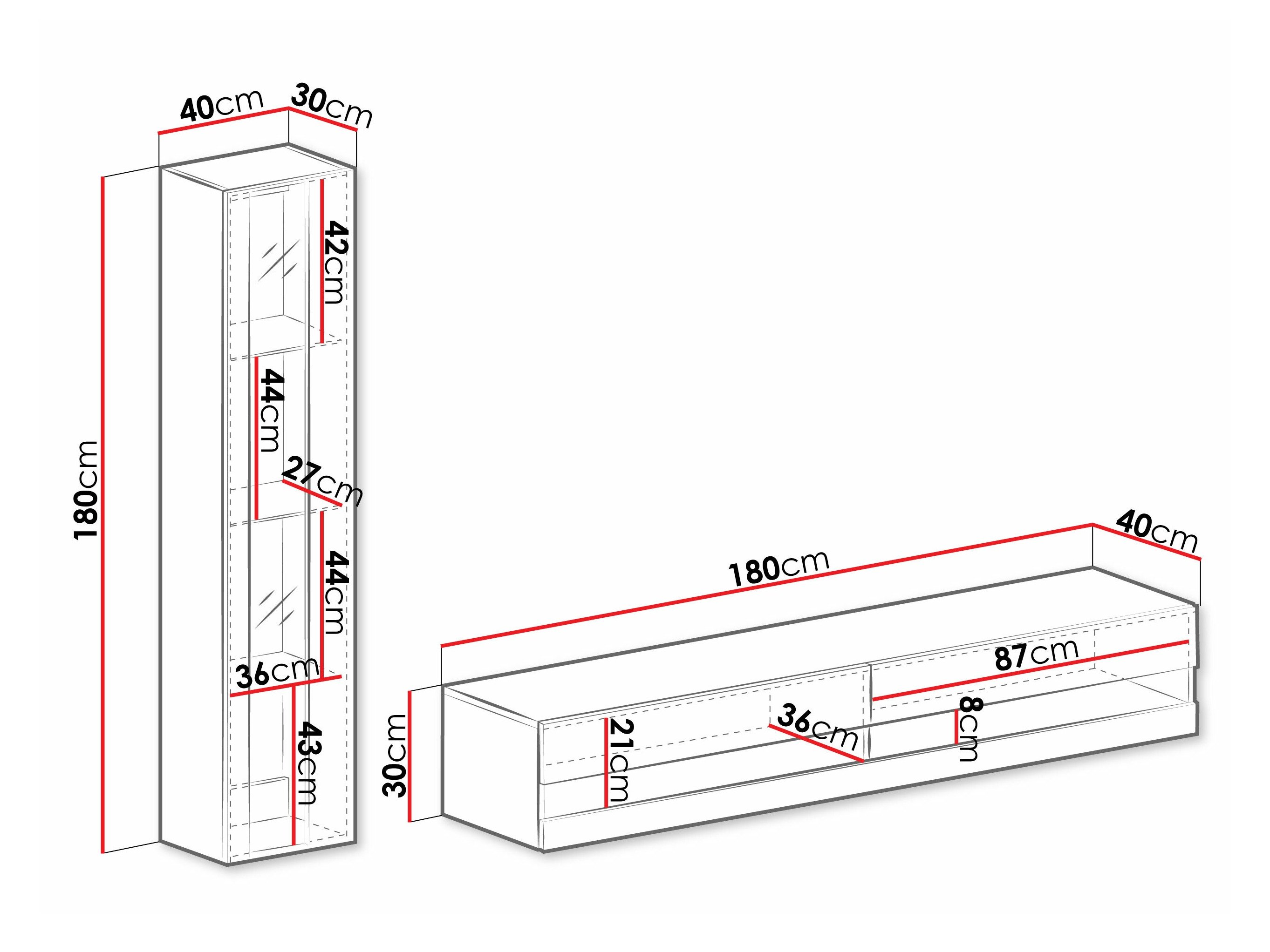 Ensemble de salon Venenou 118 (Blanc + Blanc brillant)