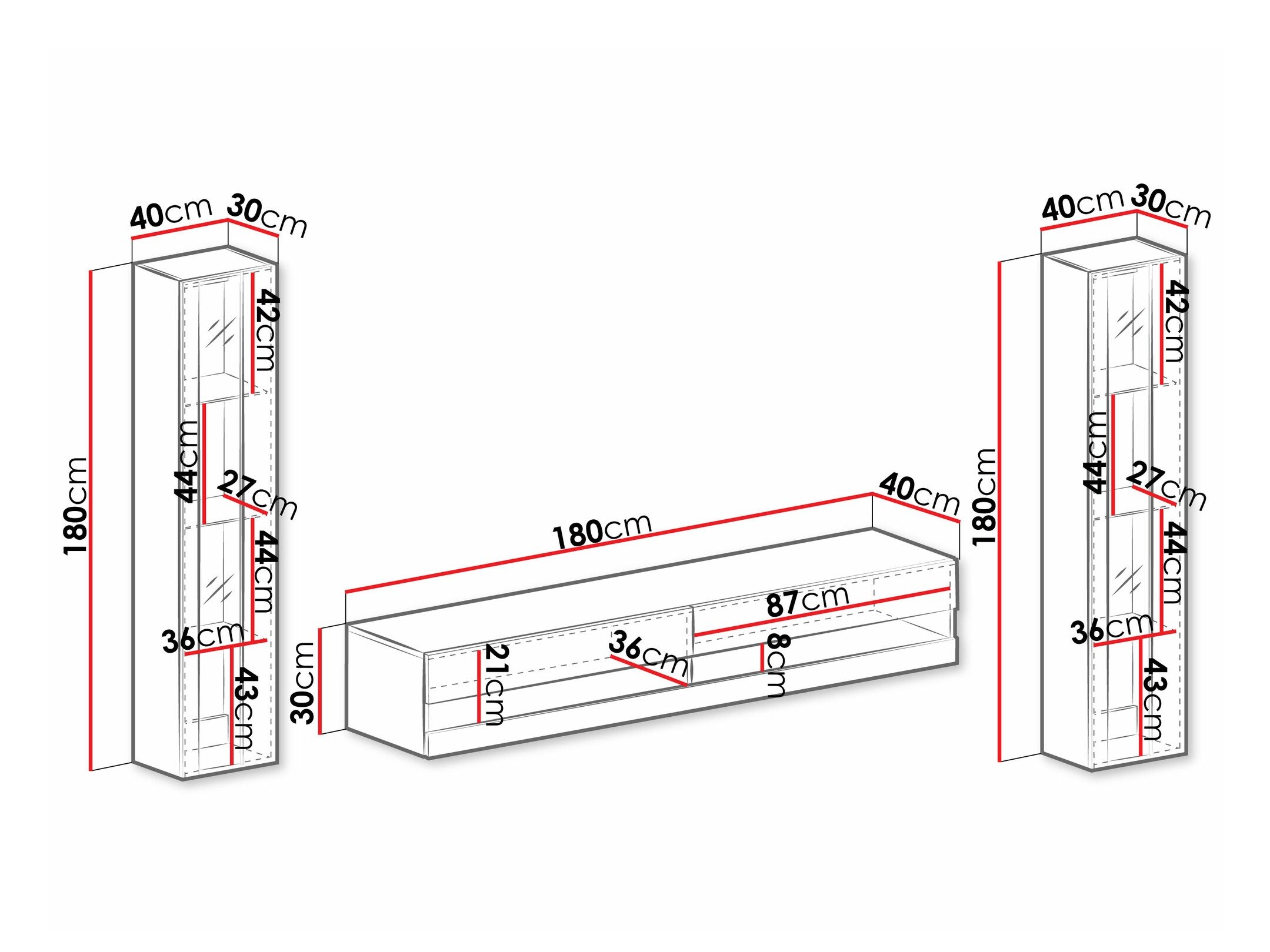 Ensemble de salon Vilrin V (Blanc + Blanc brillant)