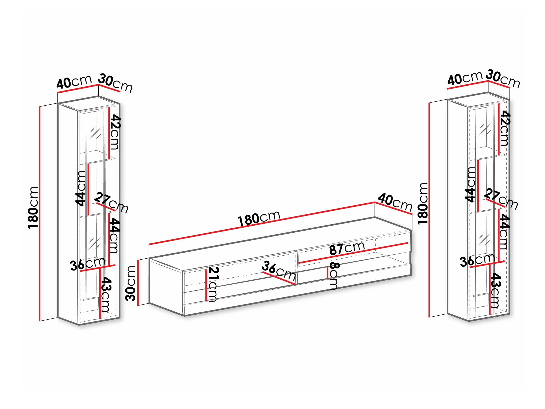 Ensemble de salon Vilrin V (Noir + Noir brillant)