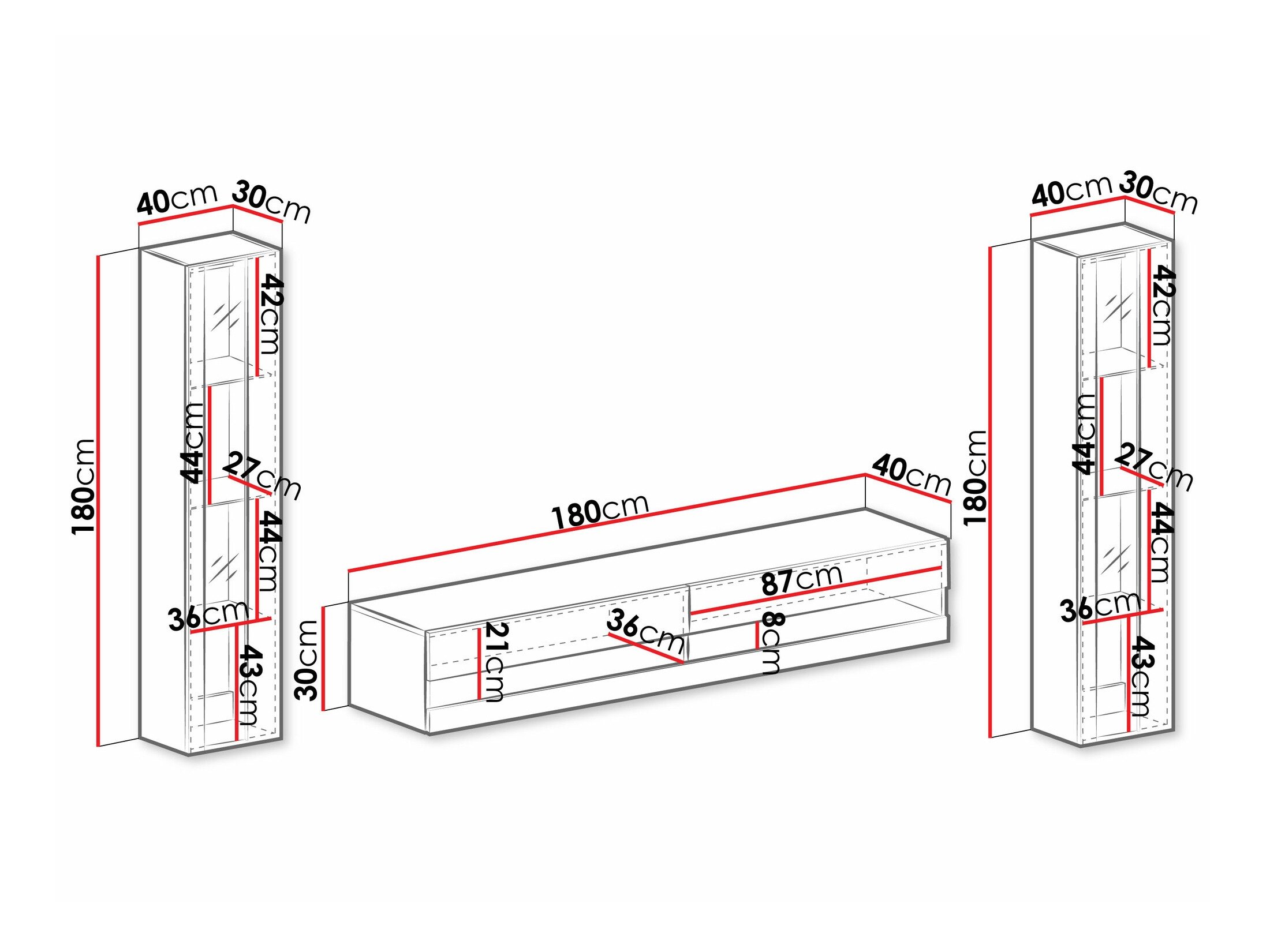 Ensemble de salon Vilrin V (Noir + Noir brillant)