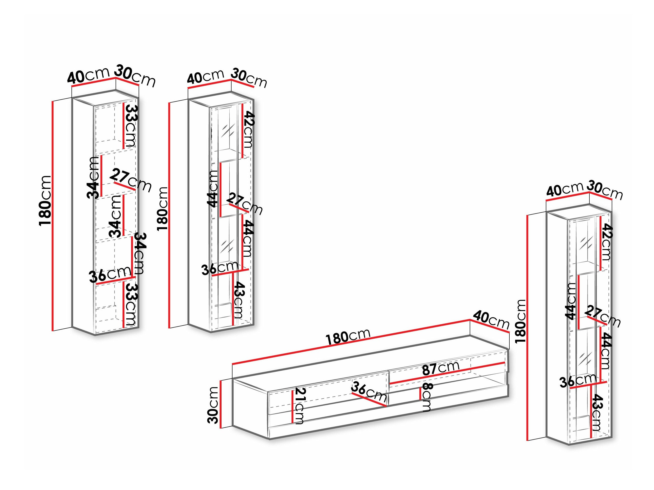 Ensemble de salon Vilrin VII (Blanc + Blanc brillant)