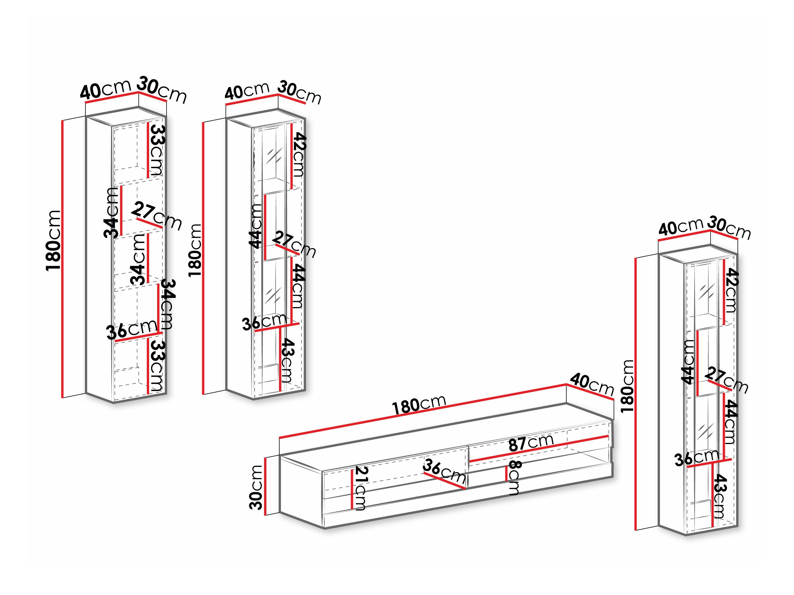 Ensemble de salon Vilrin VII (Noir + Noir brillant)