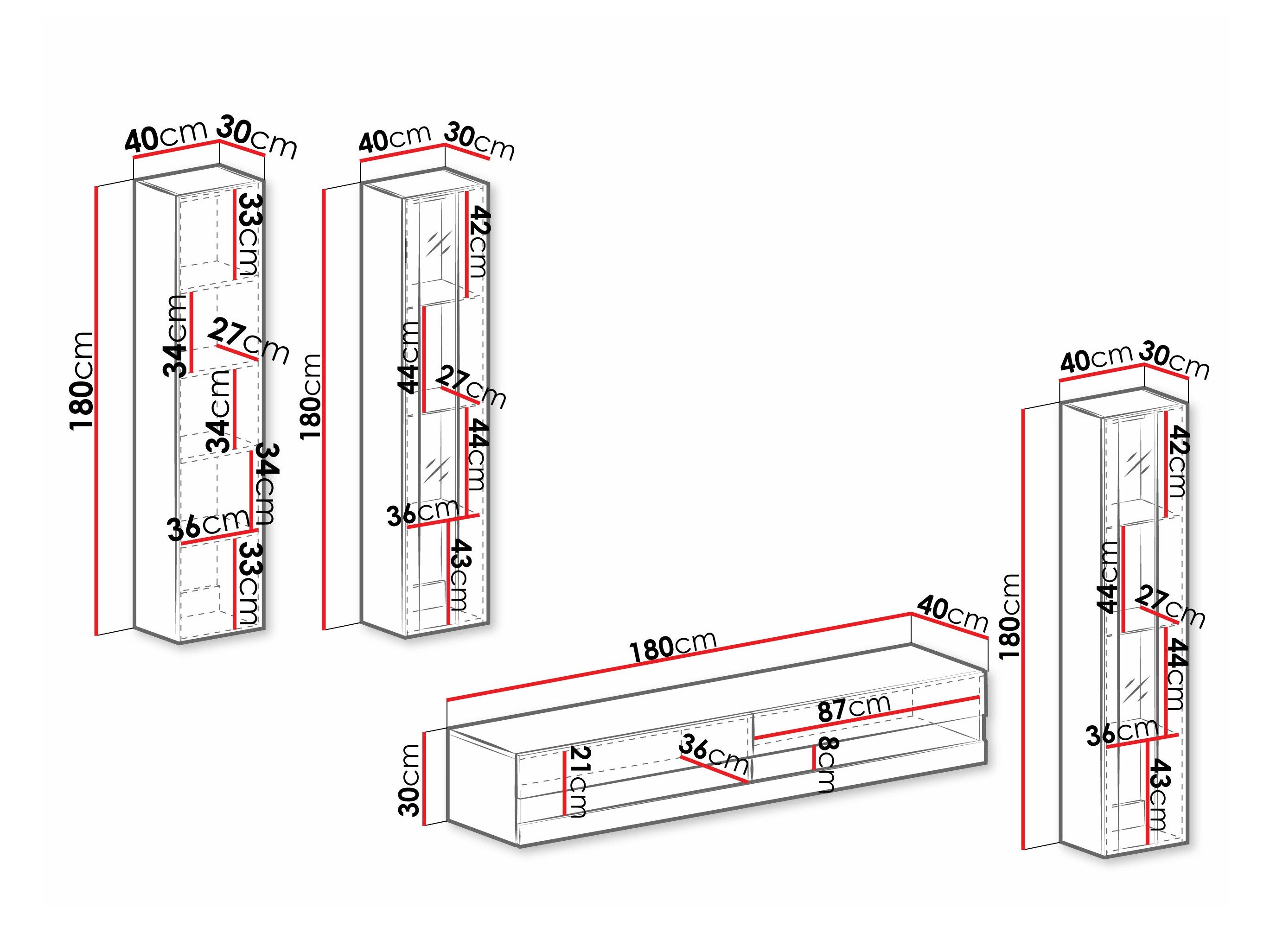 Ensemble de salon Vilrin VII (Noir + Noir brillant)