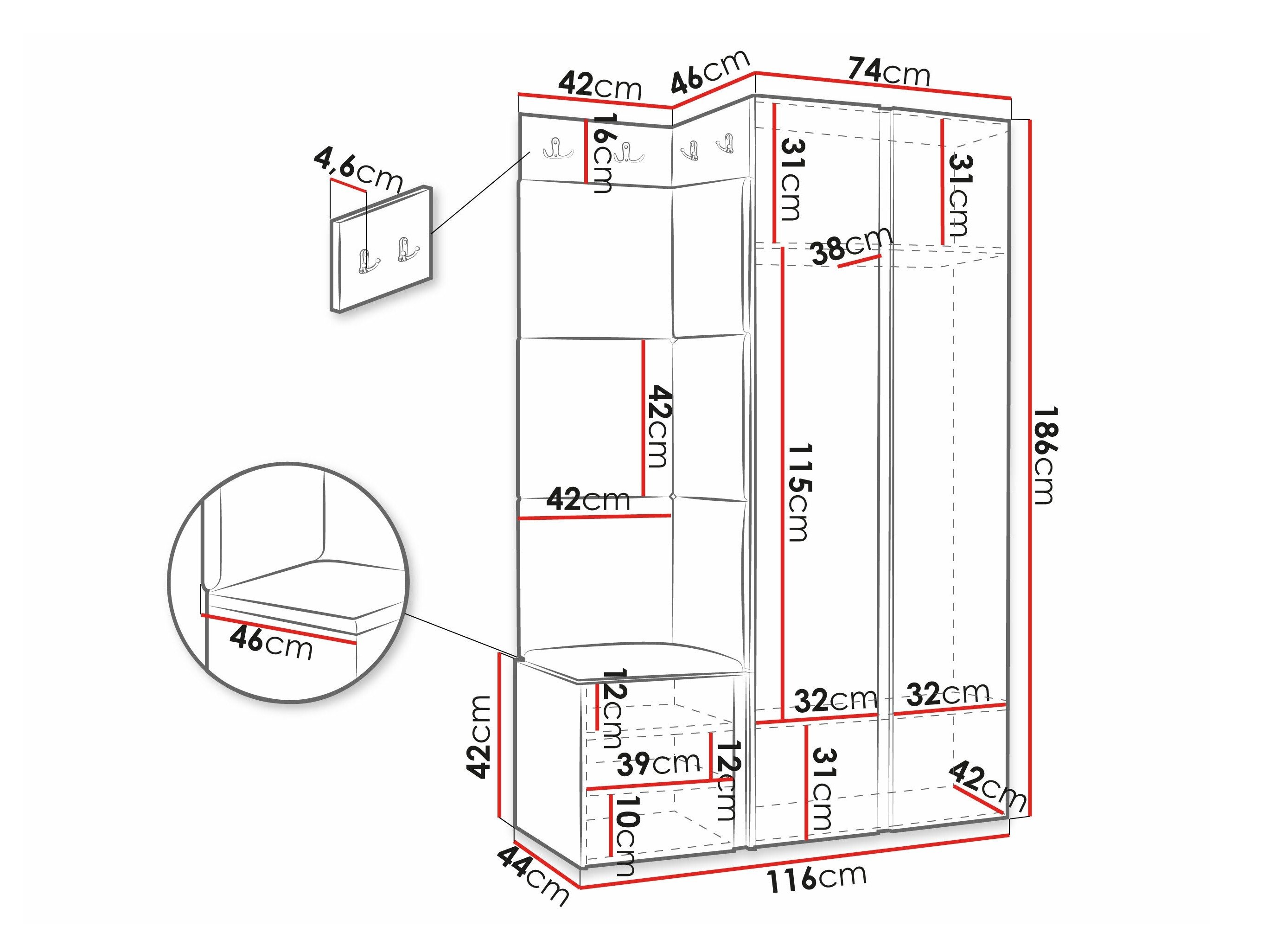 Meuble d'entrée Hartford 388 (Noir)