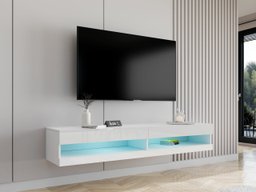 Meuble TV Venenou 120 (Blanc + Blanc brillant)