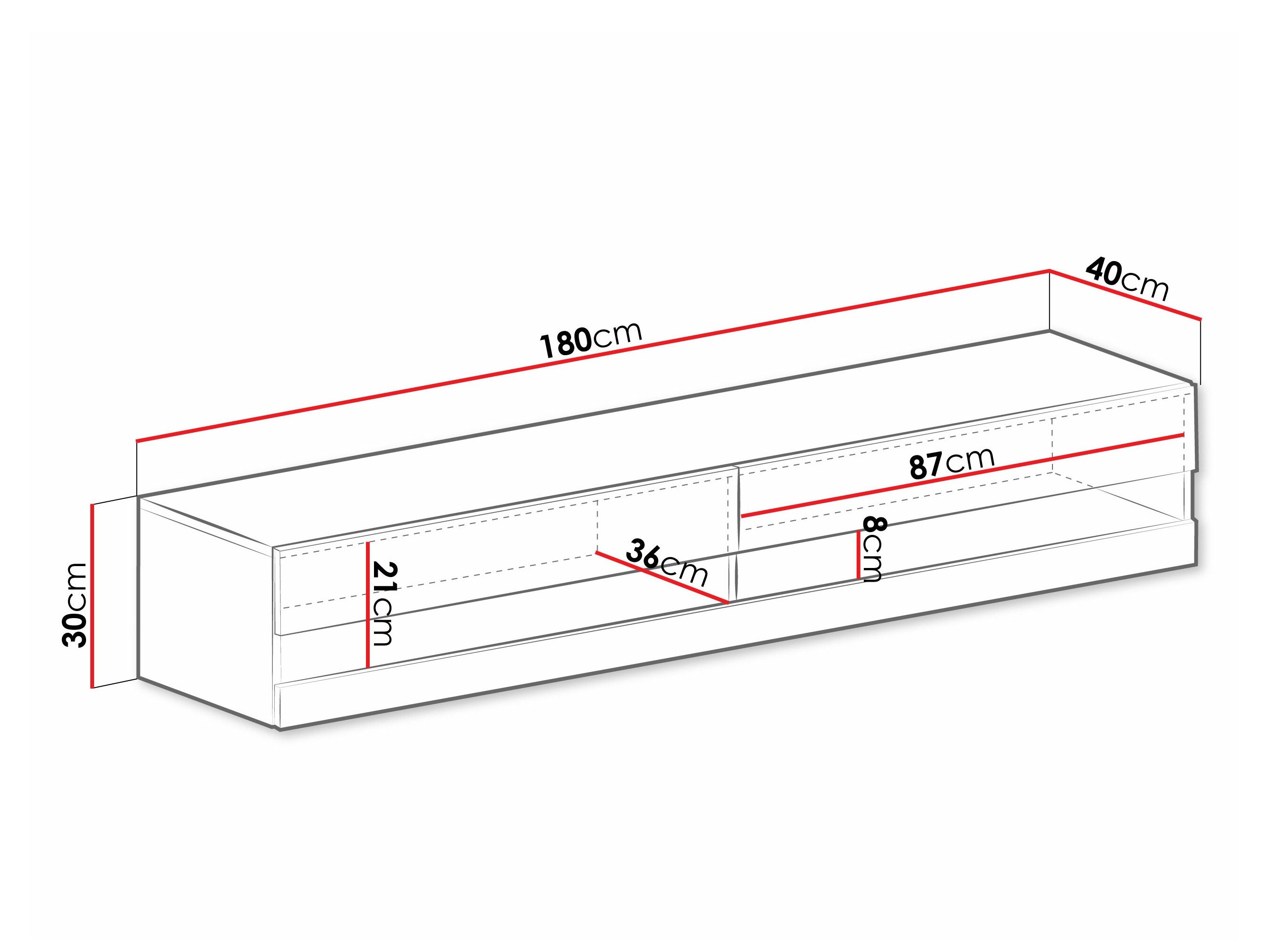Meuble TV Vilrin (Blanc + Blanc brillant)