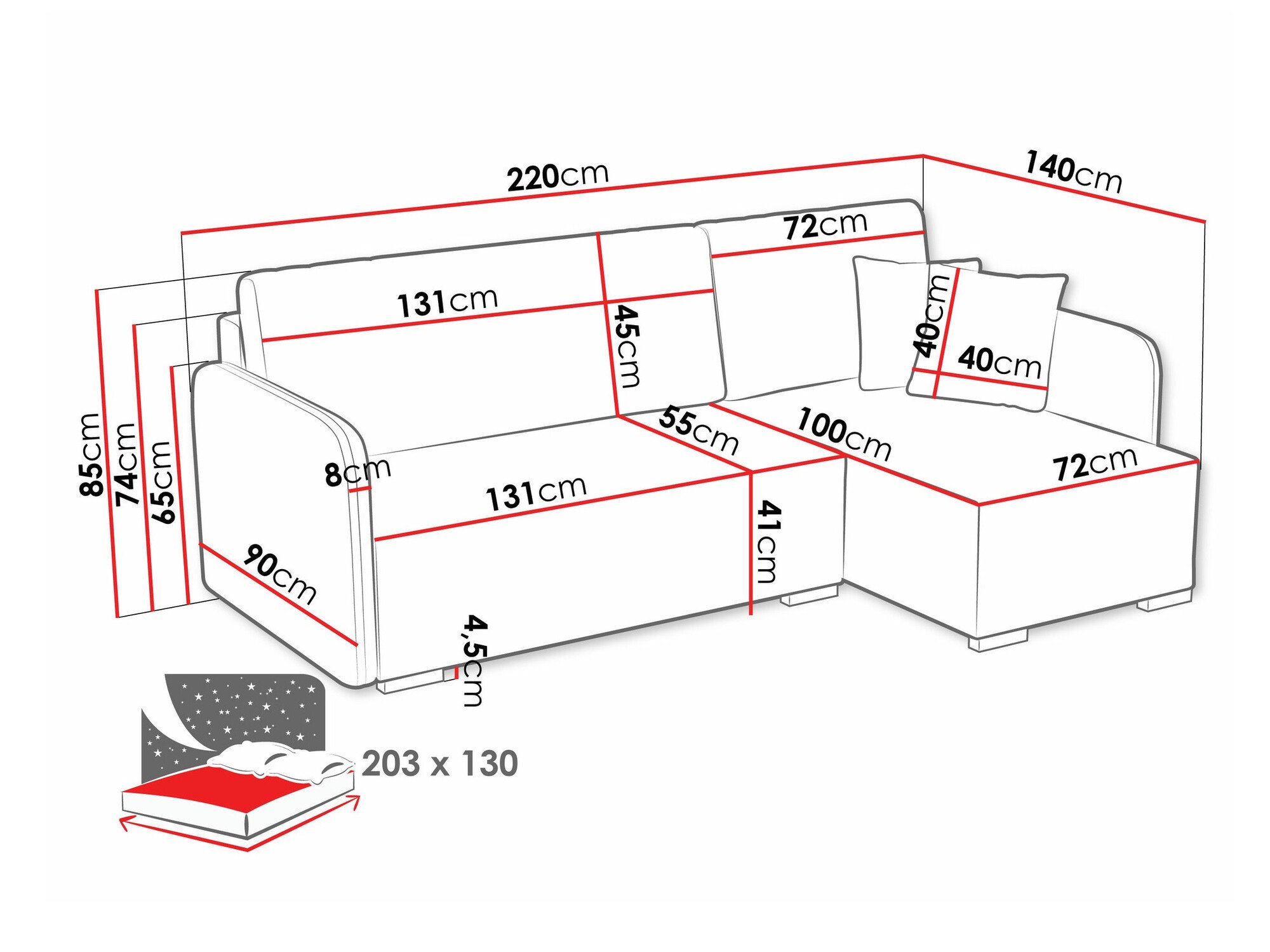 Canapé d'angle Columbus 245 (Velo 636)