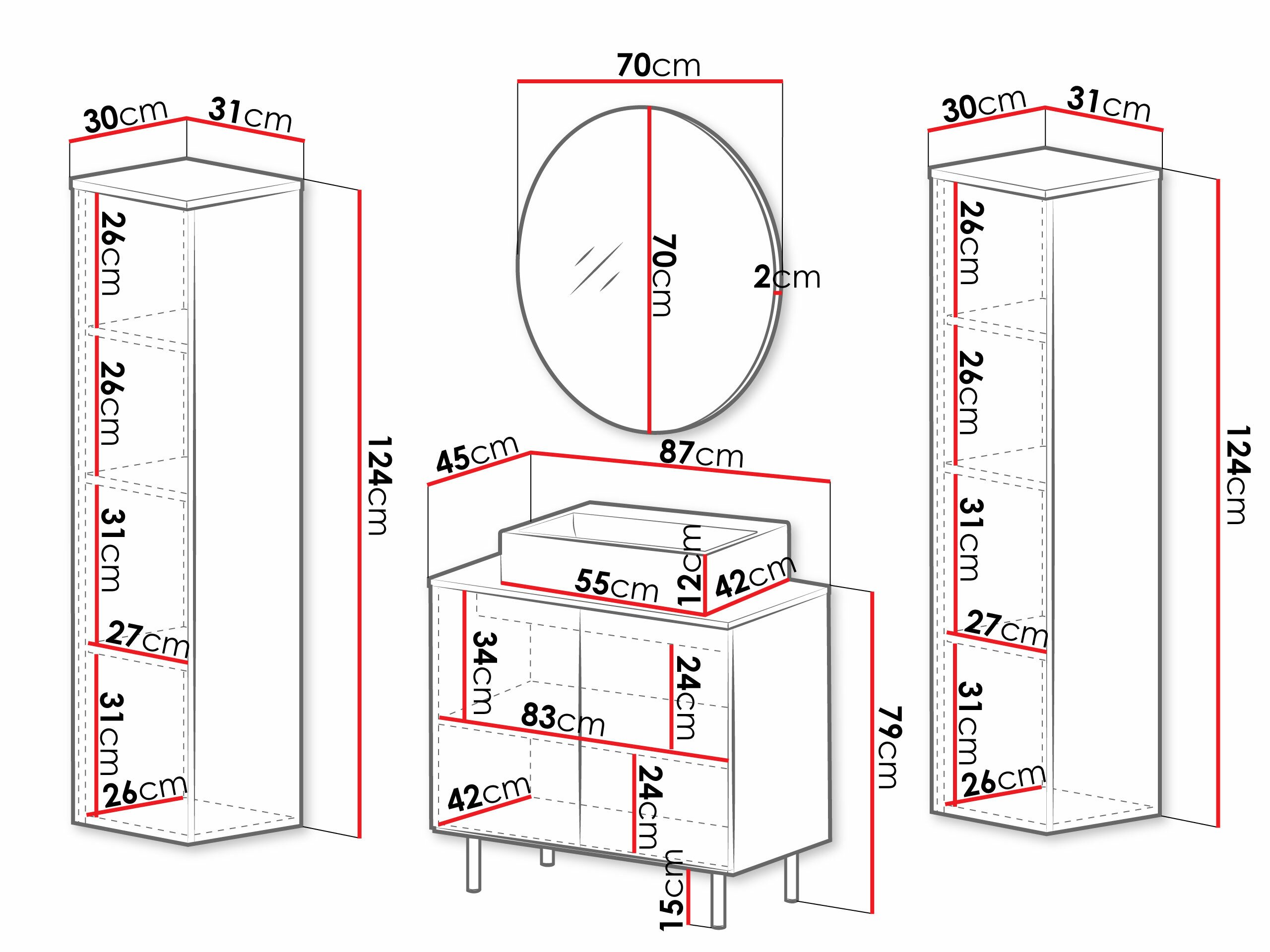Ensemble de salle de bain Decus IV (Noir)