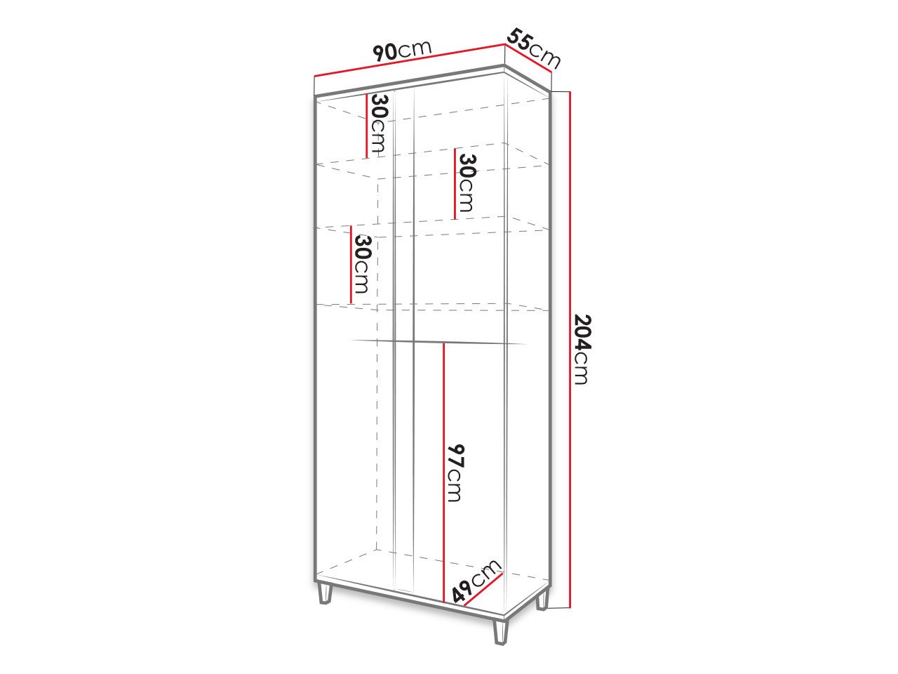 Armoire Florem (Blanc + Blanc brillant + Clair bois)