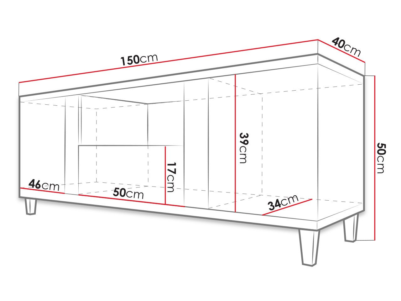 Meuble TV Livseri 113 (Blanc + Blanc brillant + Clair bois)