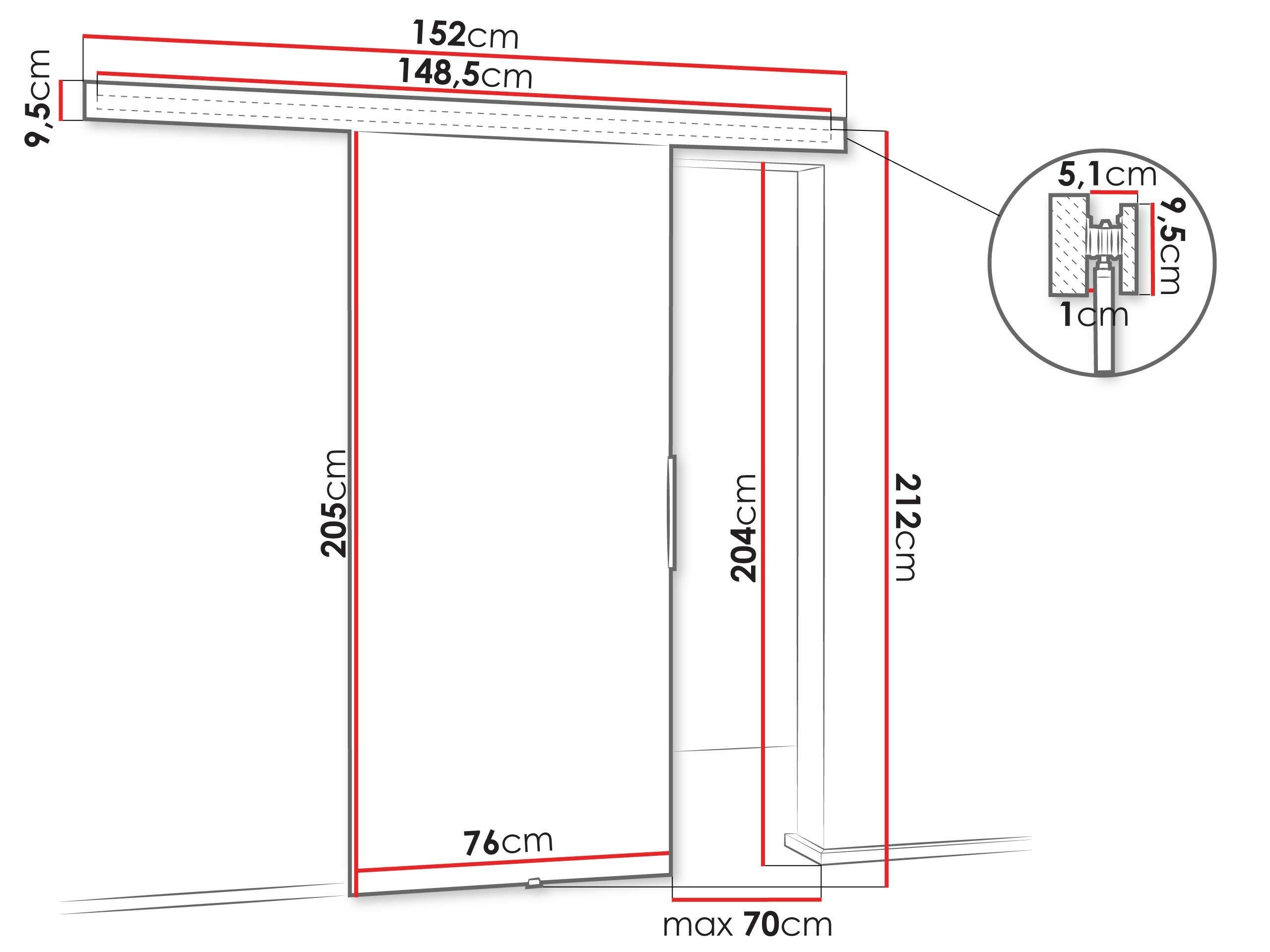 Porte coulissante Dover 217 (Sonoma chêne)