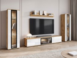 Ensemble de salon Torcame 103 (Chêne wotan + Blanc brillant)