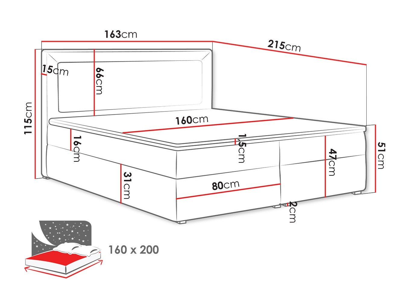 Lit boxspring Pomona 112 (Victoria 14 864)