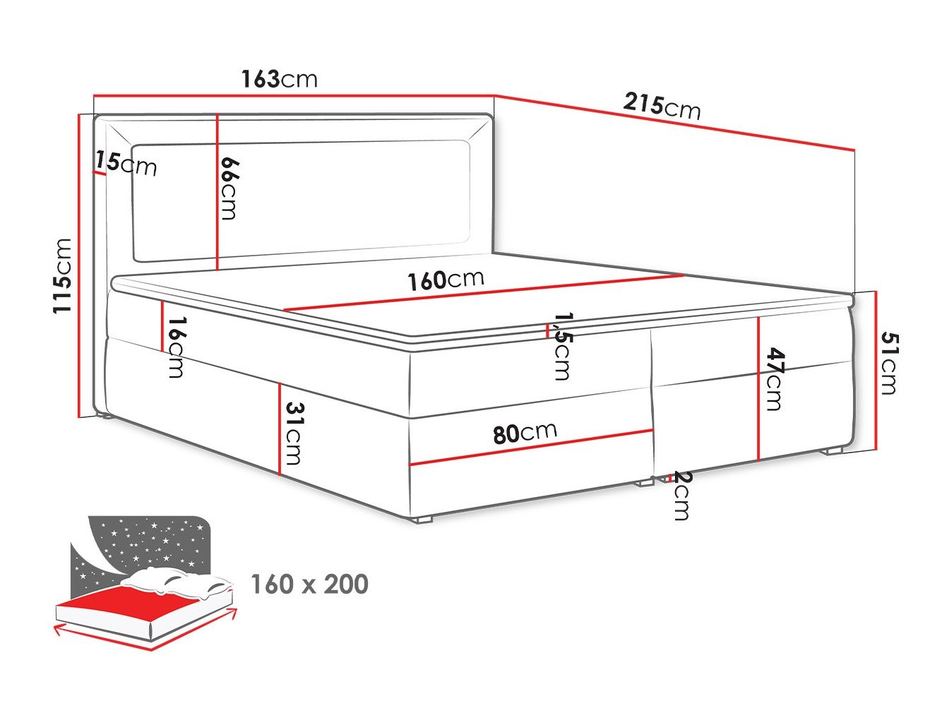 Lit boxspring Pomona 112 (Victoria 14 867)