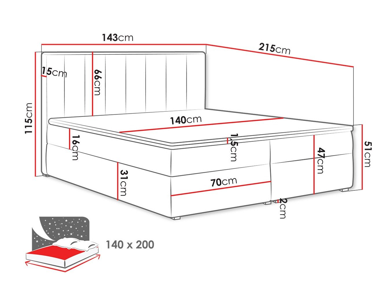 Lit boxspring Pomona 116 (Magic velours 2213)