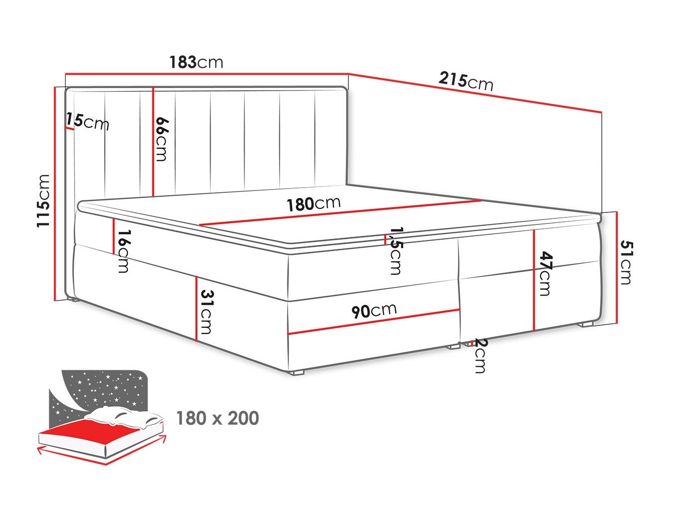 Lit boxspring Pomona 116 (Magic velours 2213)