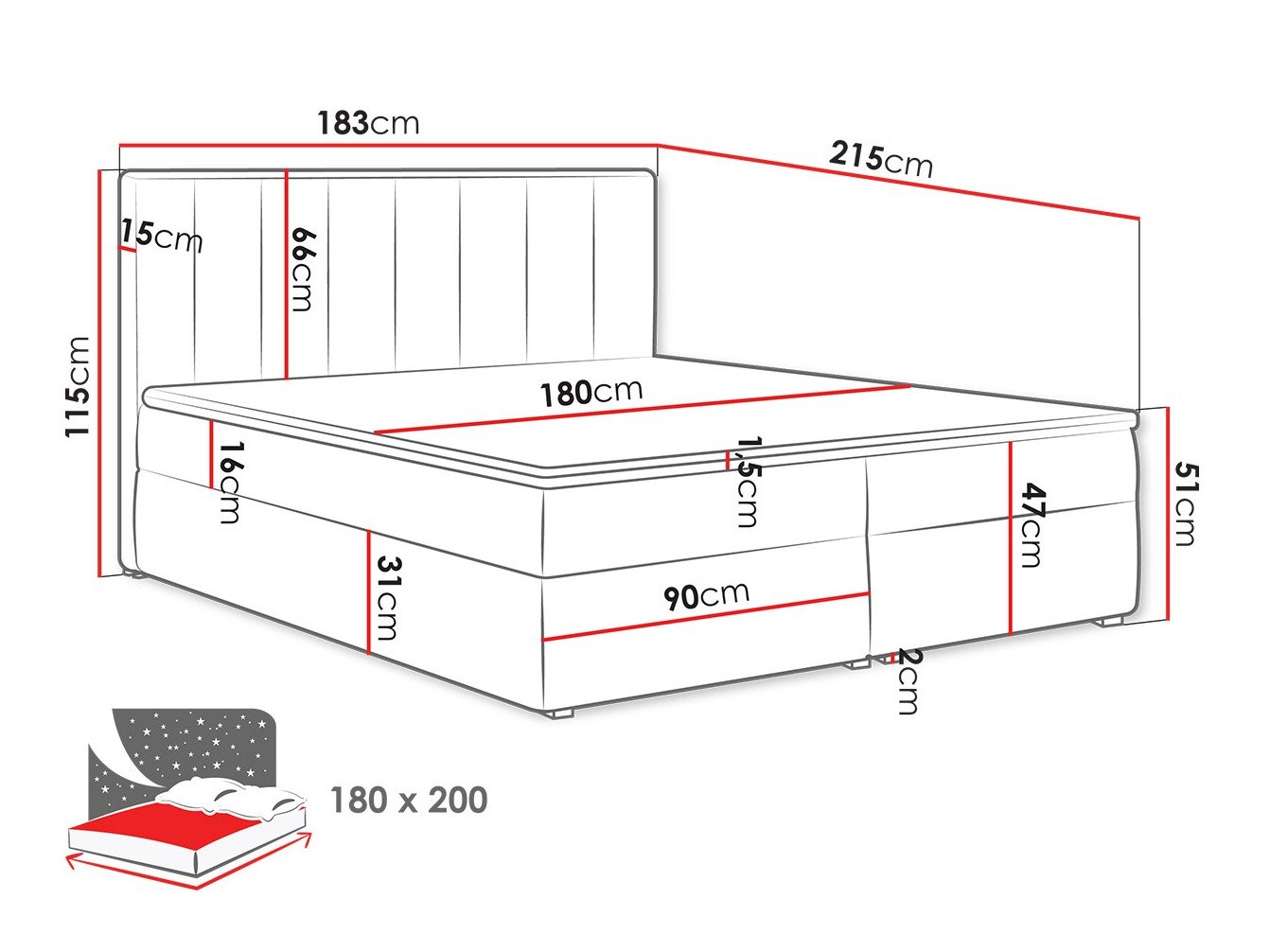 Lit boxspring Pomona 116 (Magic velours 2217)
