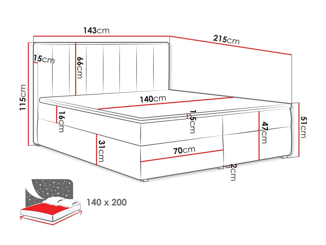 Lit boxspring Pomona 116 (Magic velours 2225)