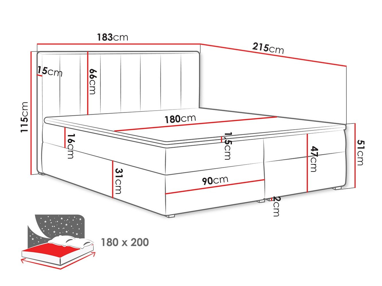 Lit boxspring Pomona 116 (Magic velours 2225)