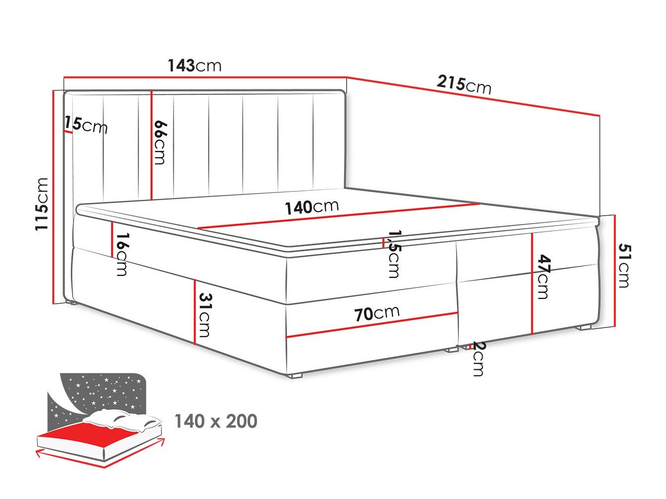 Lit boxspring Pomona 116 (Magic velours 2258)