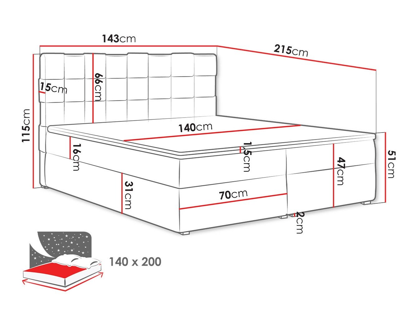 Lit boxspring Pomona 117 (Kronos 09)
