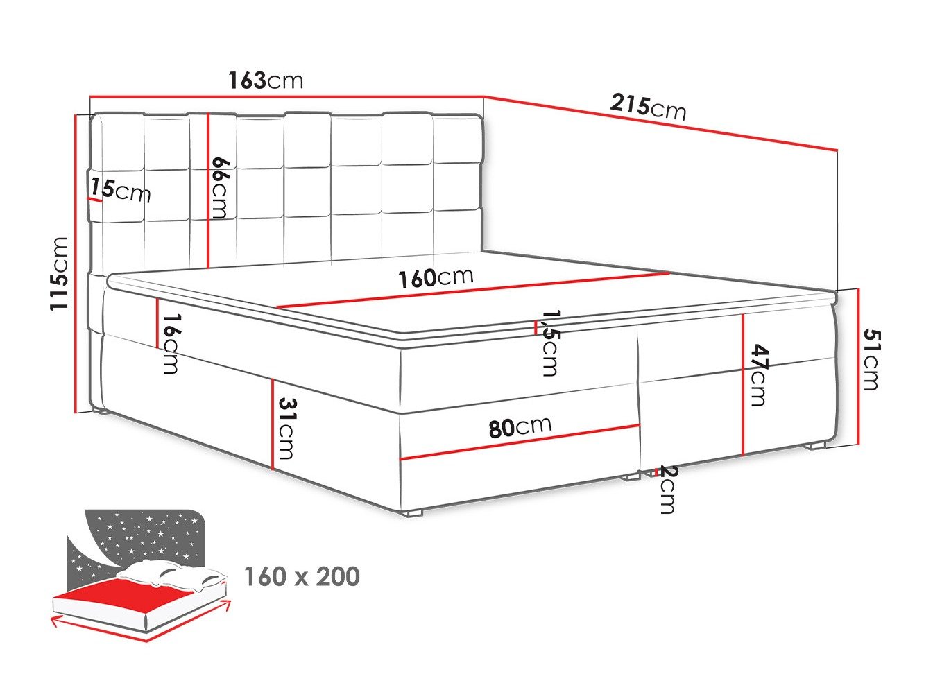 Lit boxspring Pomona 117 (Kronos 19)