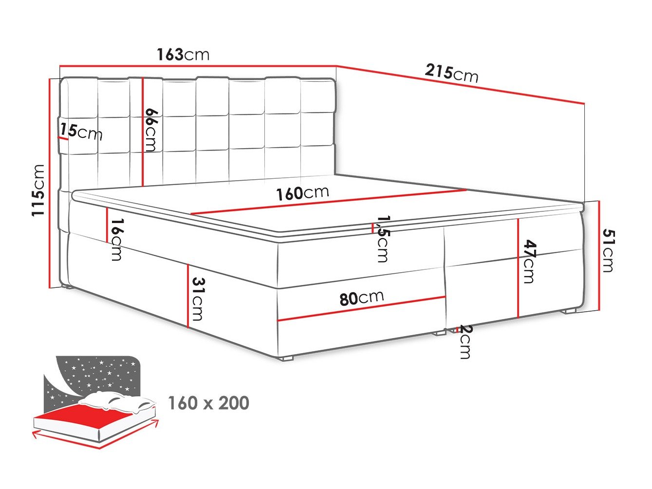 Lit boxspring Pomona 117 (Kronos 22)
