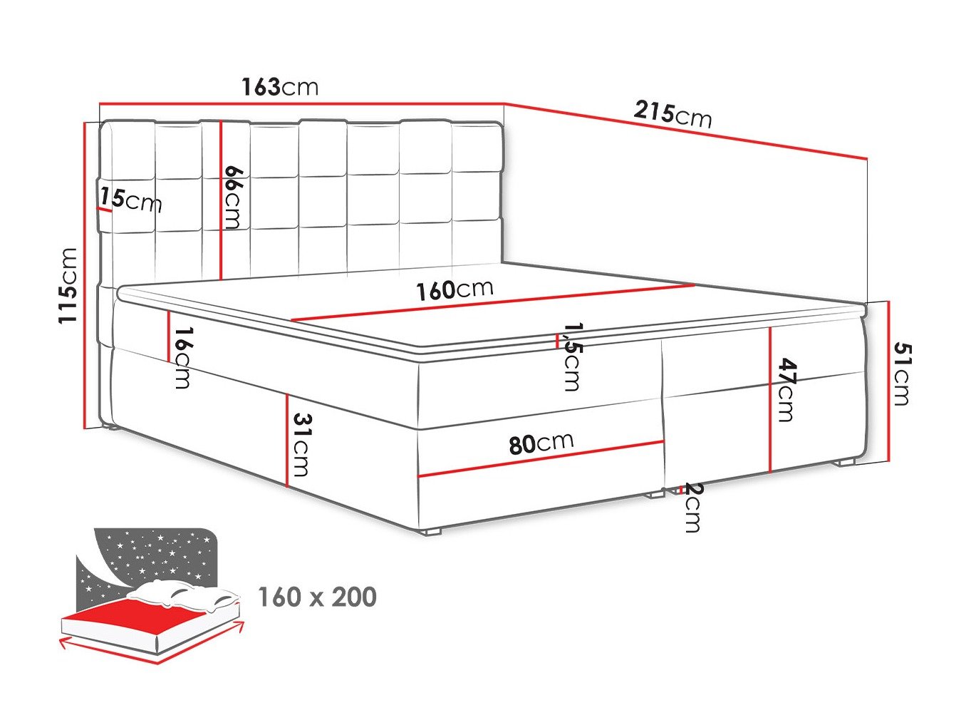 Lit boxspring Pomona 117 (Kronos 35)