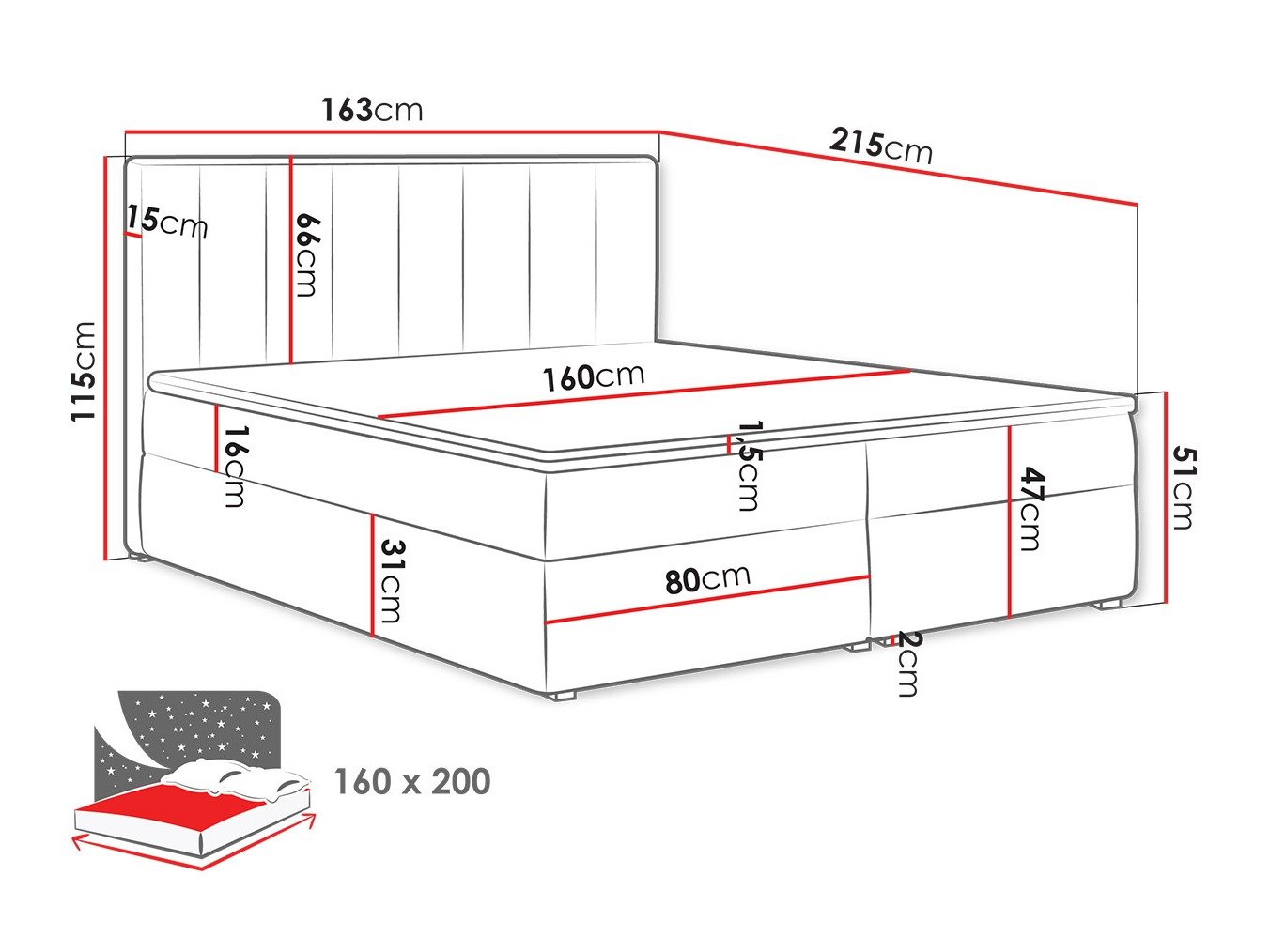 Lit continental Pomona 116 (Magic velours 2206)