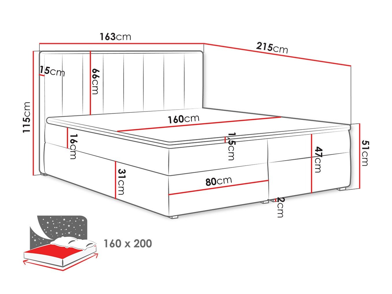 Lit continental Pomona 116 (Magic velours 2216)