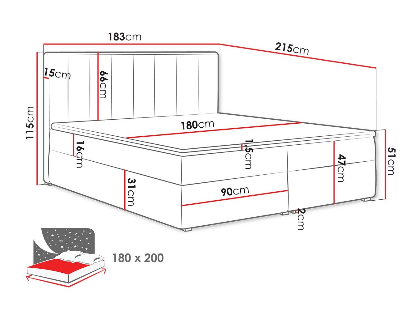 Lit continental Pomona 116 (Magic velours 2216)