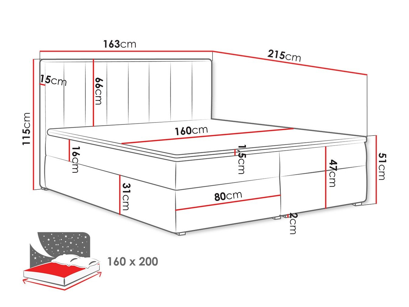 Lit continental Pomona 116 (Magic velours 2225)