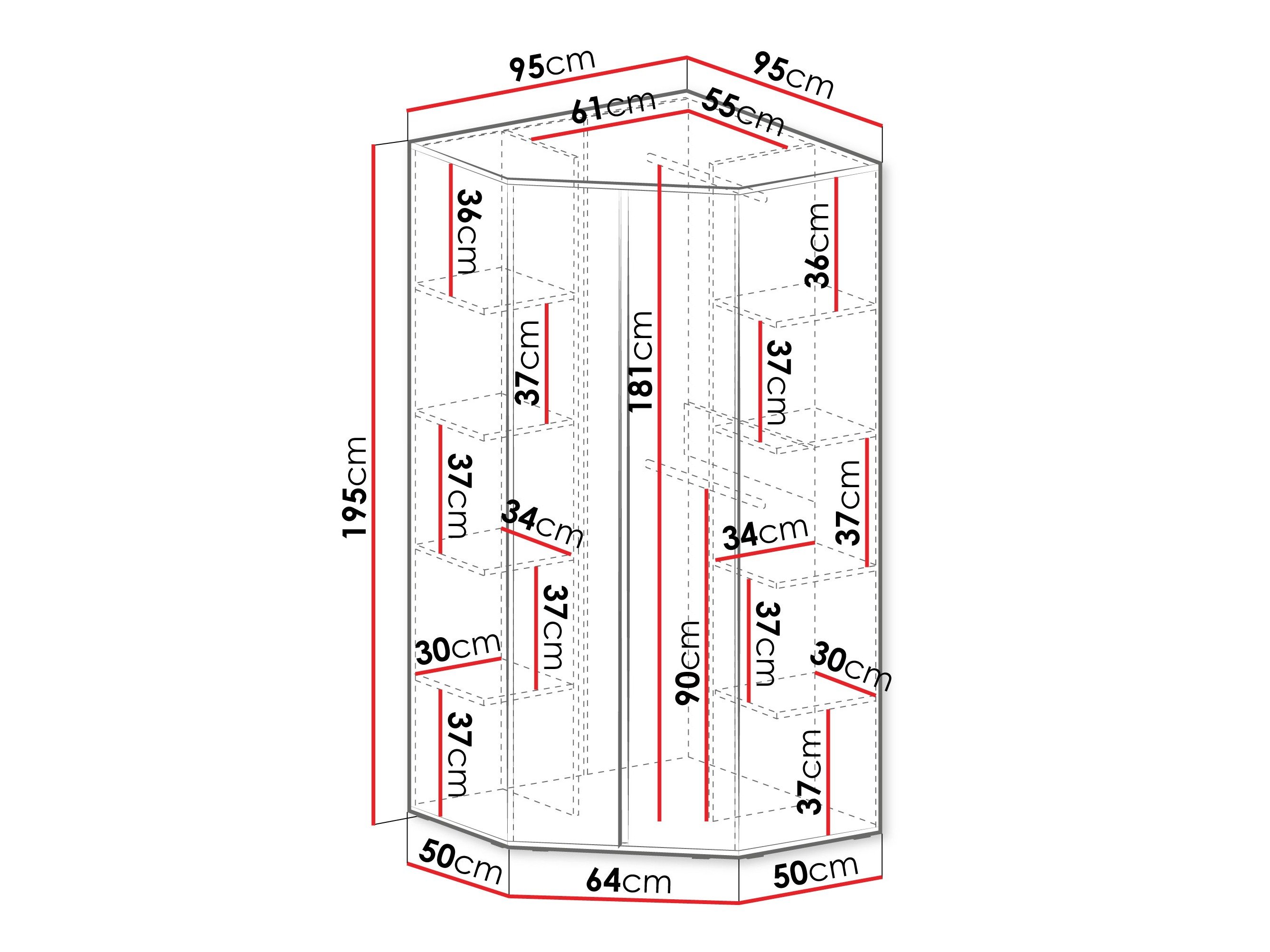Armoire d'angle Fiosono 101 (Beige + Chêne)